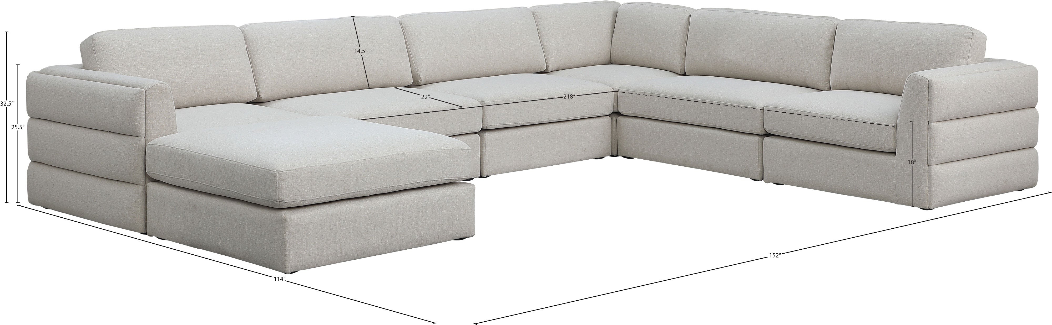 Beckham Durable Linen Textured Fabric Modular Sectional Sofa - Modern Living Room Furniture for Home, Office & Lounge Comfort