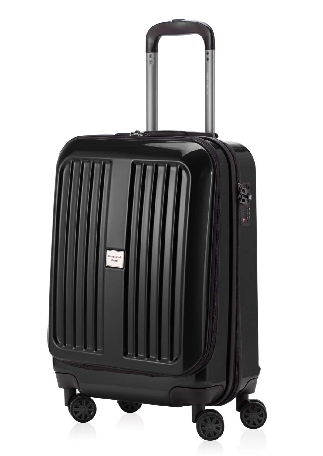 Premium Black Glossy 55cm Cabin Luggage - Lightweight Carry-On Suitcase for Air Travel, Business Trips & Weekend Getaways | TSA-Approved & Durable Design