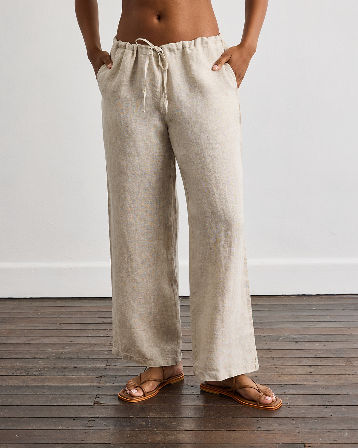 Comfortable Oatmeal Linen Lounge Pants for Women - Soft Breathable Relaxed Fit Pajama Pants - Perfect for Yoga, Home Wear, and Casual Outings
