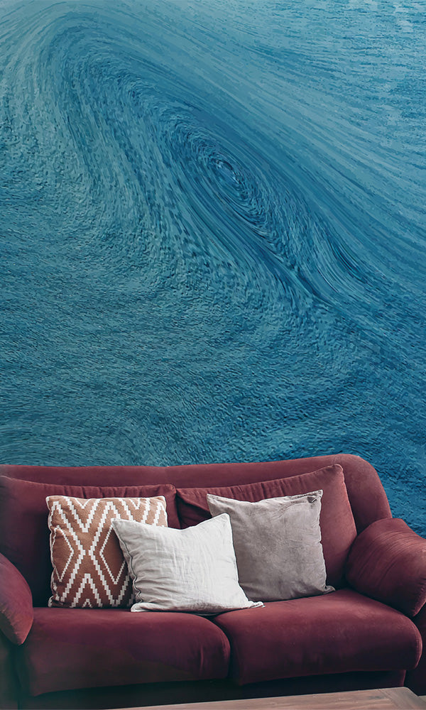 Blue Waving Waters Mural Wallpaper M9895 - Ocean Themed Decorative Wall Covering for Living Room, Bedroom & Office