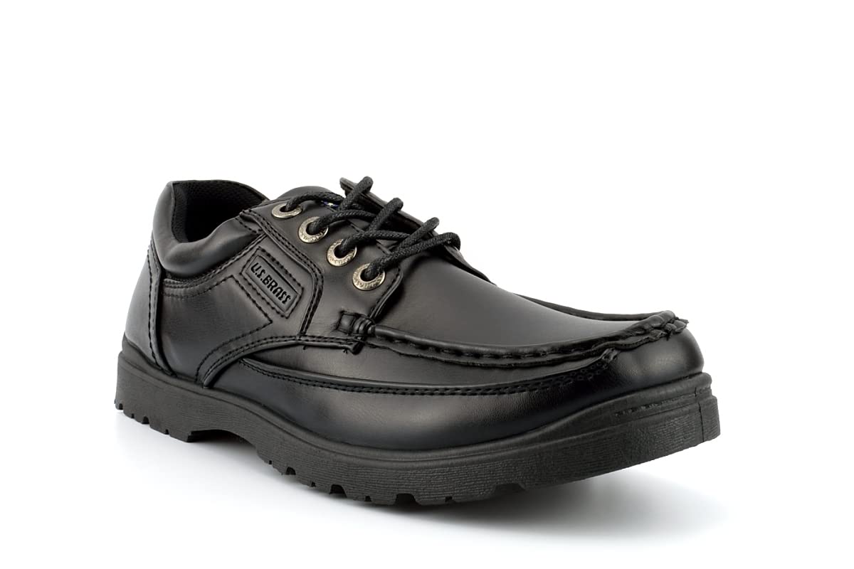 Men's & Boys' Brass Lace-Up Boat Shoes - Durable Work & School Shoes in Black | Perfect for Casual Wear, Office & Outdoor Activities