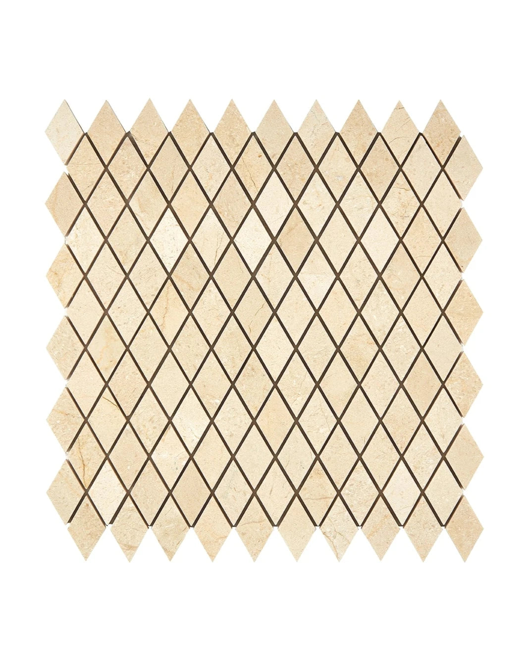 Premium Crema Marfil Marble Diamond Mosaic Tiles - Elegant Natural Stone Backsplash for Kitchen & Bathroom Renovation