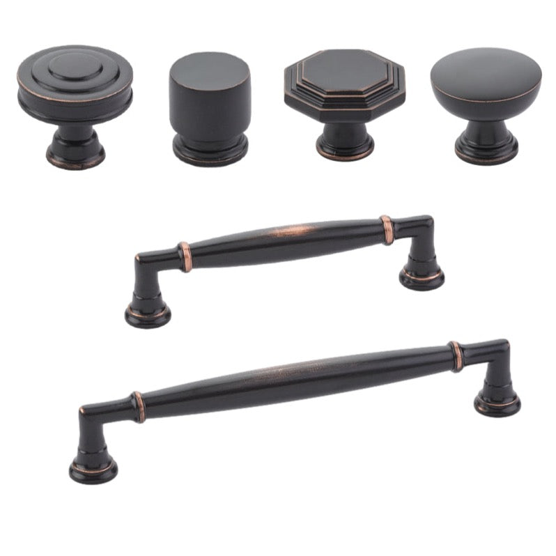 Premium Oil Rubbed Bronze Cabinet Knobs and Drawer Pulls - Elegant Hardware for Kitchen & Bathroom Cabinets - Perfect for Modern and Traditional Home Decor