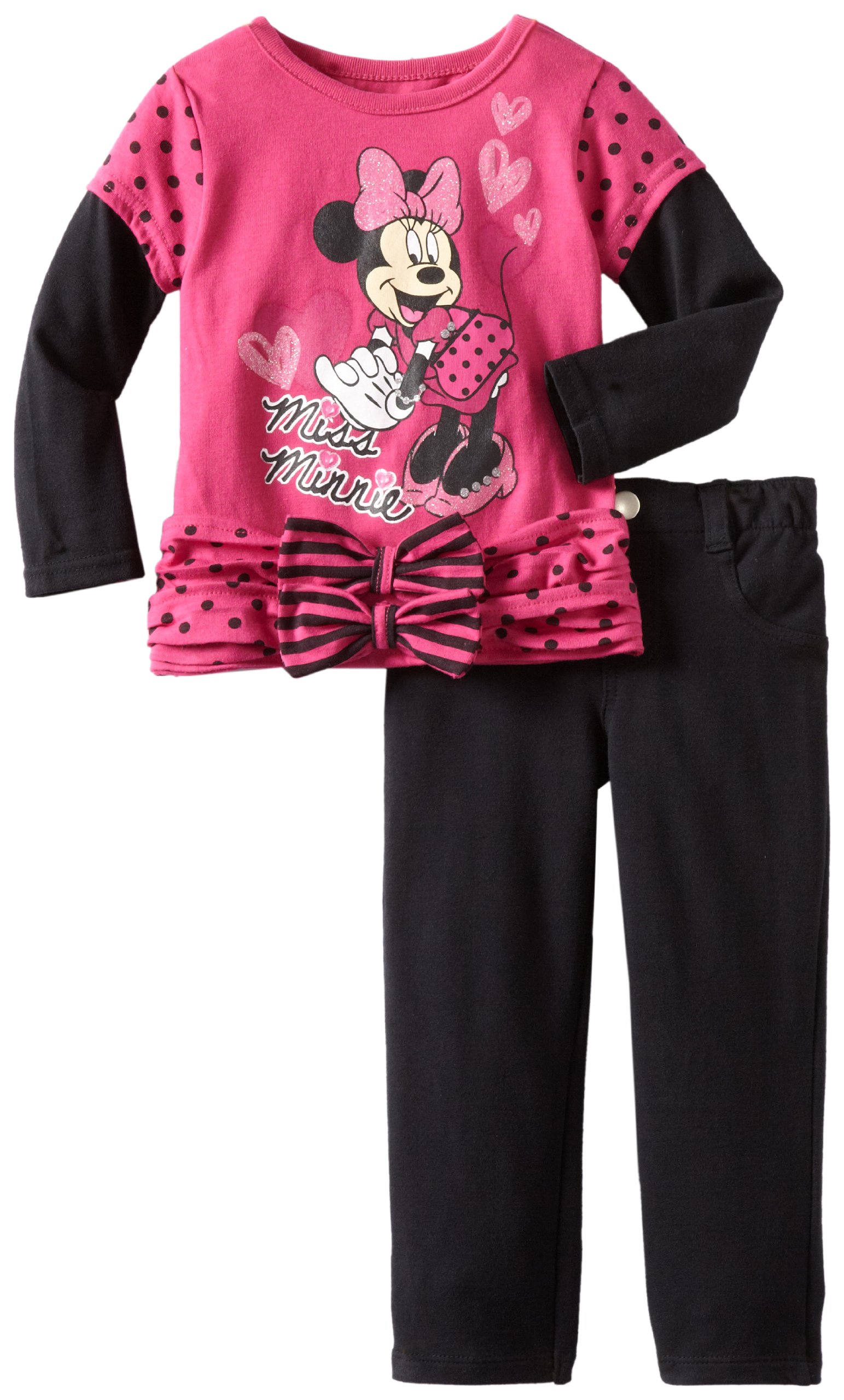 Disney Baby Girls' 2-Piece Miss Minnie Skinny Pant Outfit Set - Cute Toddler Clothes for Playdates, Parties & Everyday Wear