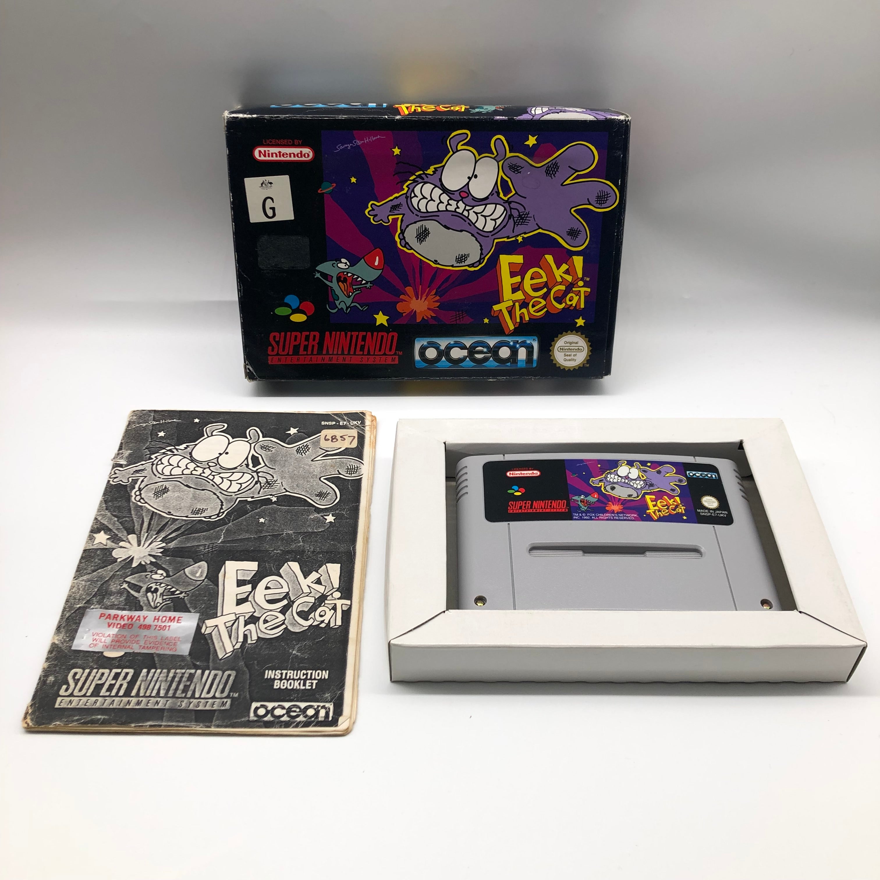 Eek! The Cat Super Nintendo SNES Game - Complete Boxed PAL Version | Retro Gaming Collectible for SNES Enthusiasts & 90s Nostalgia Fans