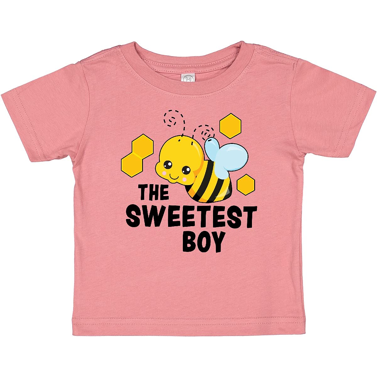 Inktastic The Sweetest Boy with Bee and Honey Combs Baby T-Shirt - Adorable Cute Bee Design Cotton Tee for Infants & Toddlers - Perfect for Playdates, Birthday Parties & Family Photos