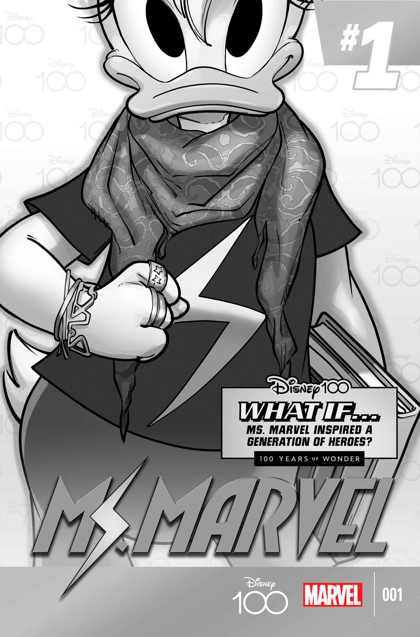 Amazing Spider-Man #33 E 1:100 Disney 100 Ms. Marvel Black & White Variant (09/06/2023) - Marvel Comics Collector's Edition for Display & Investment