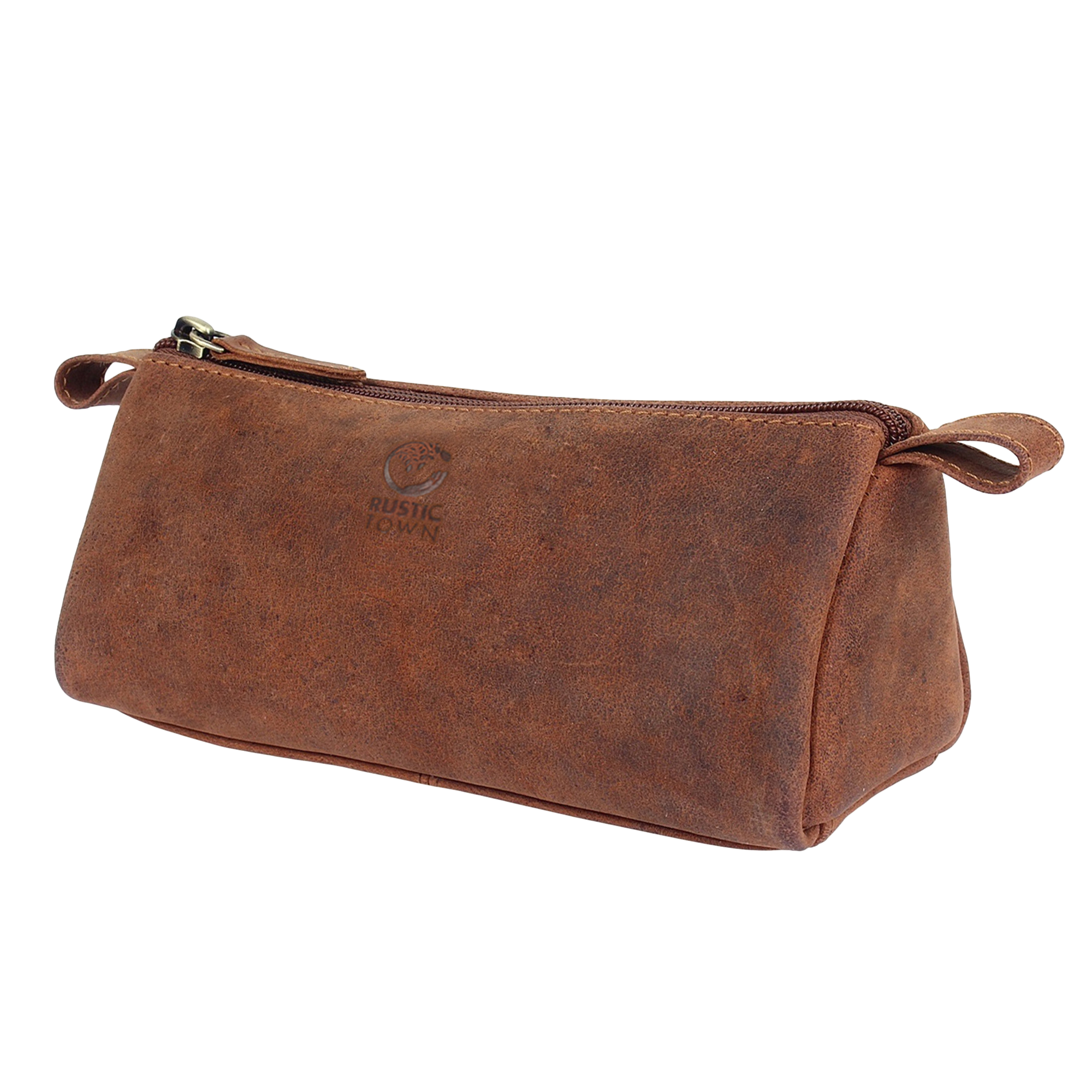 Premium Tom Leather Pencil Case - Zippered Pen Pouch for School & Office (Brown) - Perfect for Students, Professionals & Artists