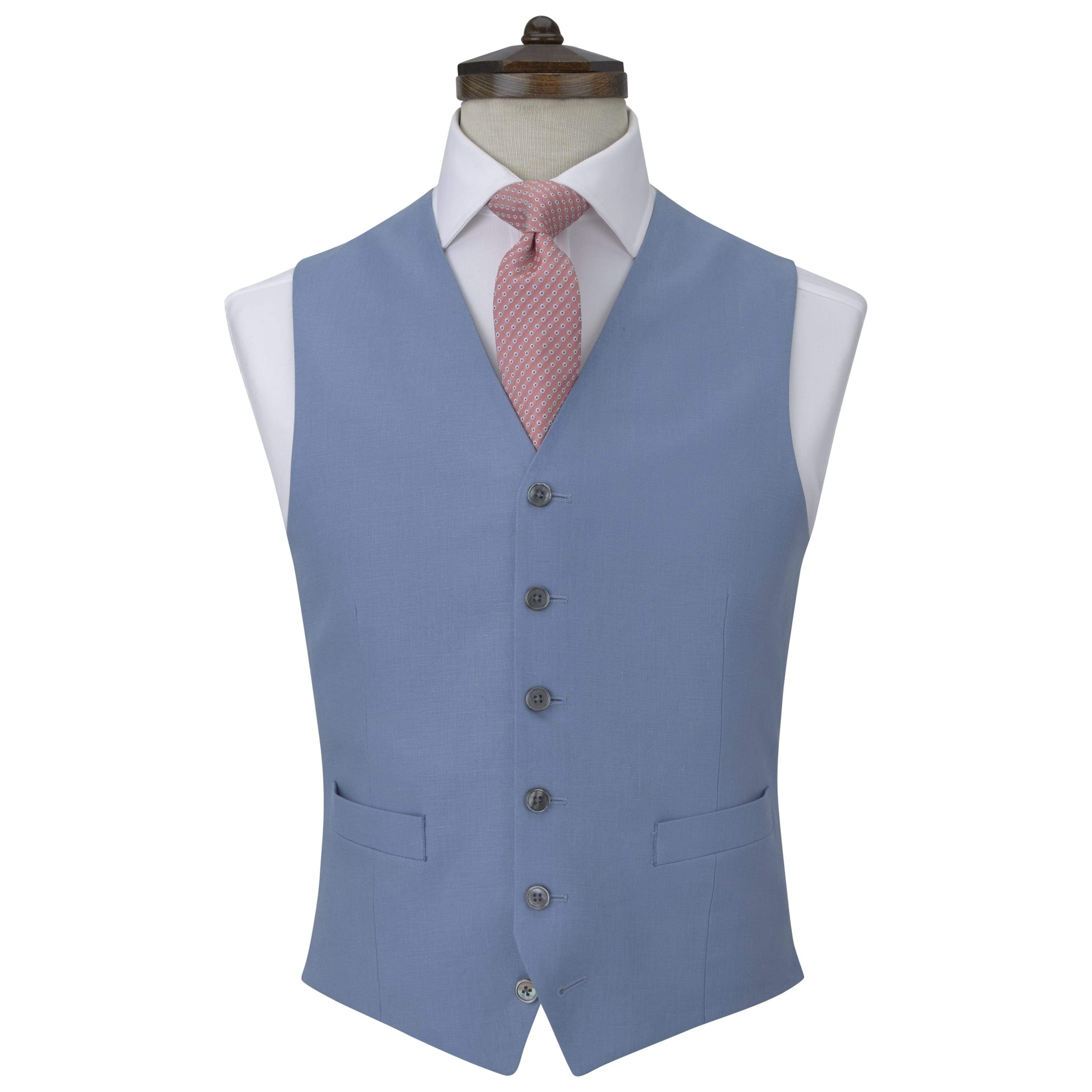 Hyde Pale Blue Linen Waistcoat for Men | Lightweight Summer Vest | Formal & Casual Wear | Wedding, Office & Outdoor Events