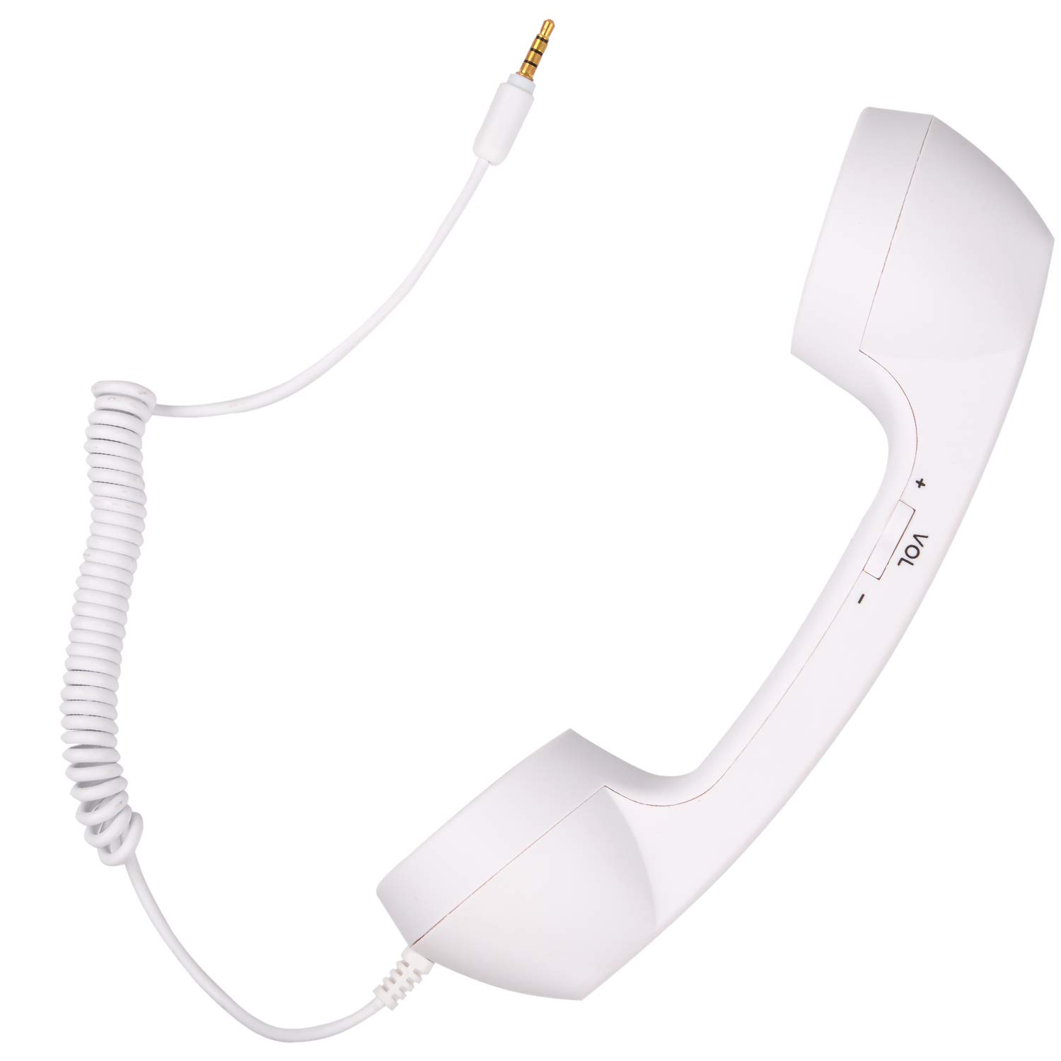 Vintage Retro Handset Telephone Receiver with Adjustable Tone - 3.5mm Jack Compatible with iPhone Android Smartphones - Perfect for Podcasting, Gaming & Call Centers (White)