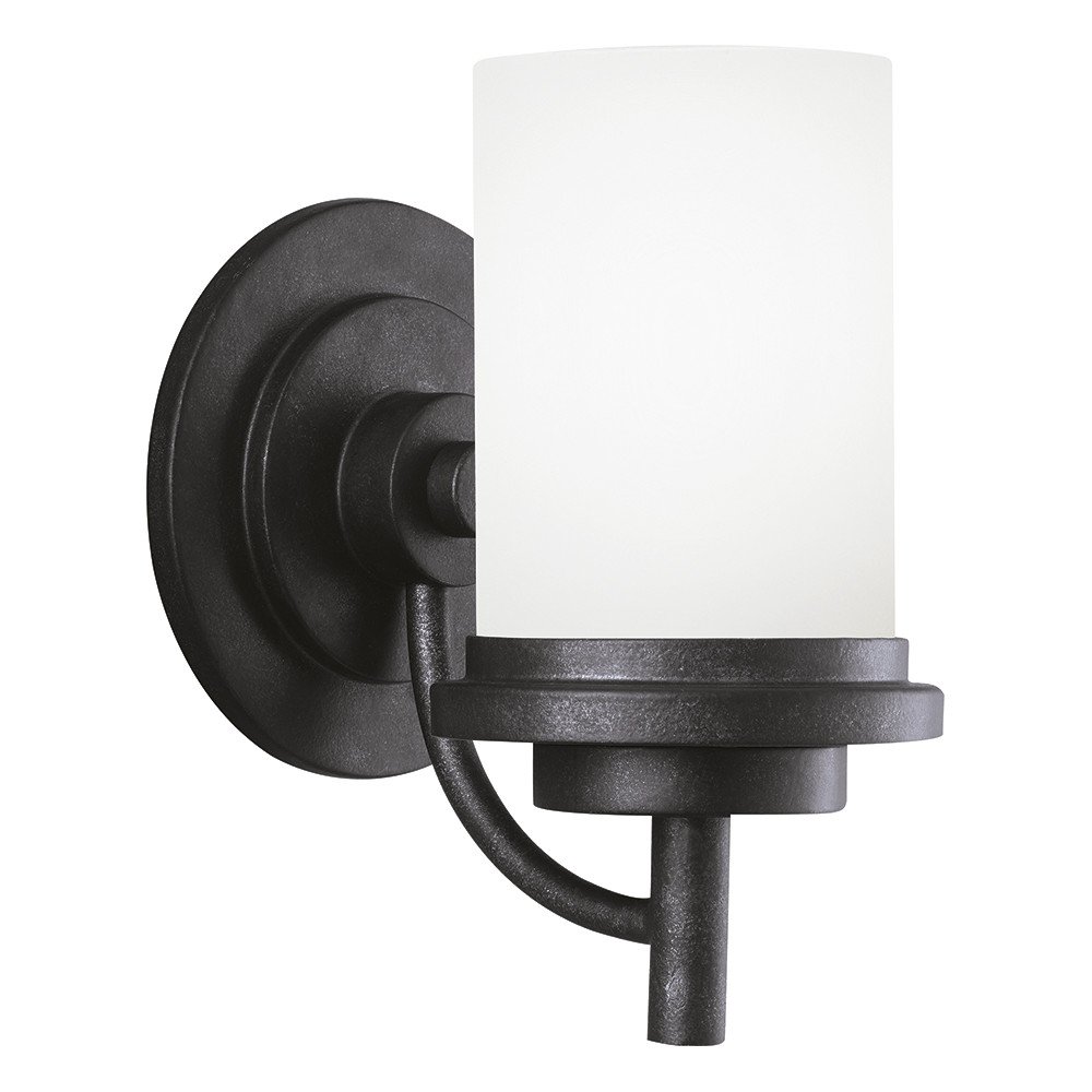 Sea Gull Lighting 44660-839 Winnetka Transitional One Light Wall Sconce - Bathroom Vanity Fixture with Blacksmith Finish - Perfect for Bedroom, Hallway & Bathroom Lighting Decor