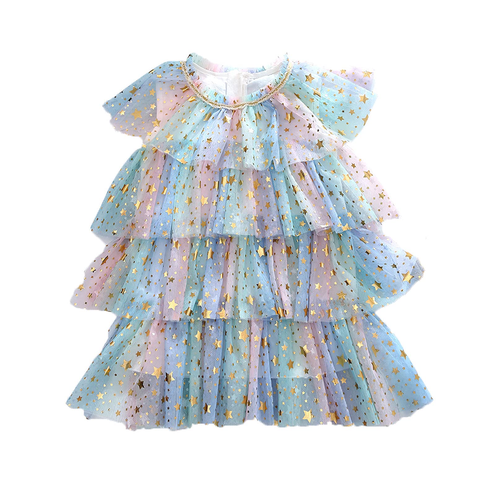 Rainbow Tulle Princess Dress for Toddler Girls - Sleeveless Tiered Party Dress for Spring & Summer - Perfect for Birthday Parties, Photo Shoots & Special Occasions