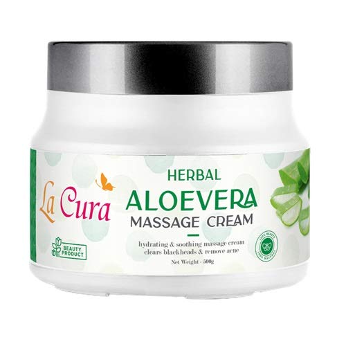 La Cura Aloe Vera Herbal Massage Cream - 500g | Natural Pain Relief & Muscle Relaxation | Perfect for Post-Workout Recovery & Spa Treatments