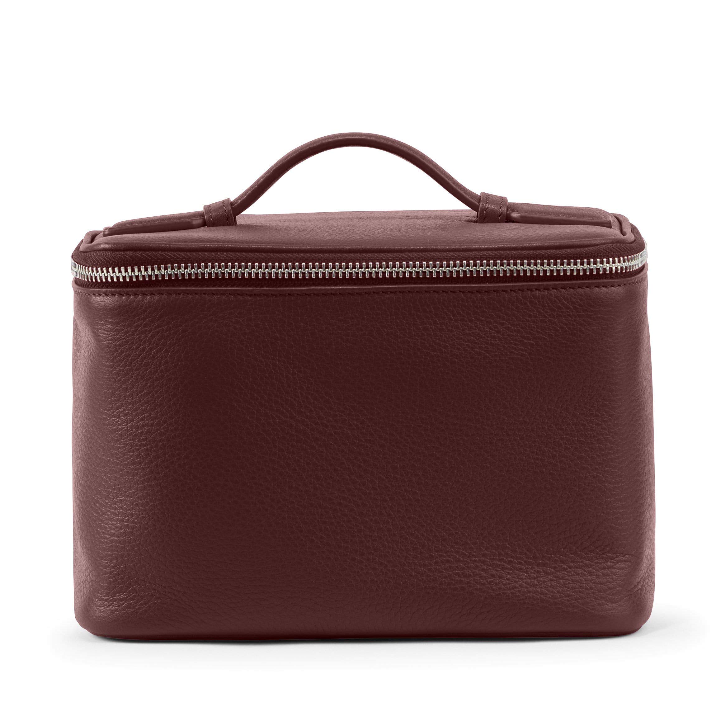 Leatherology Bordeaux Top Handle Medium Train Case - Premium Cosmetic Makeup Bag Organizer for Women | Travel & Professional Makeup Storage Solution