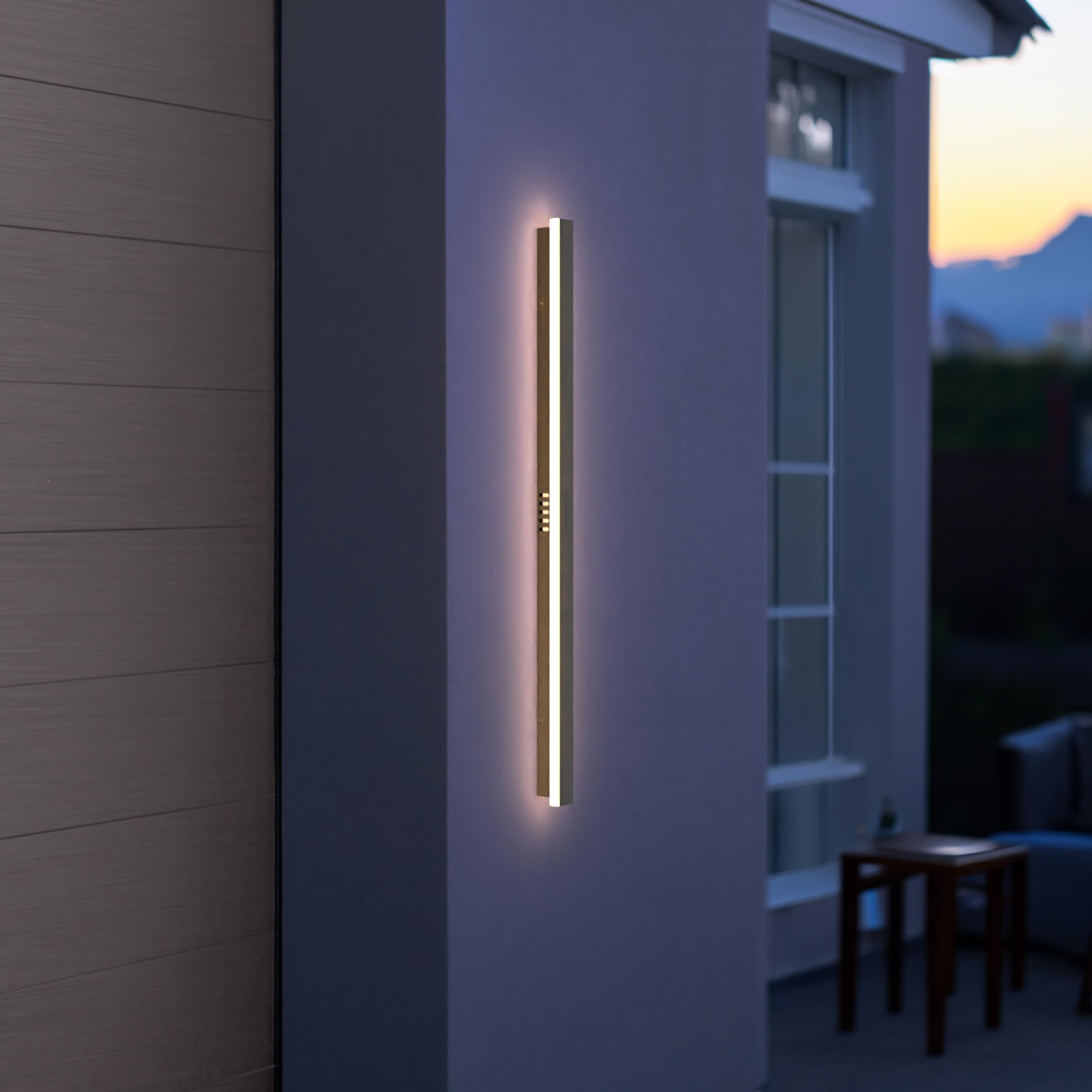 LEEKI 40 Inch Modern Outdoor Wall Light Fixture - Black Rectangle Exterior Lighting - 30W 3000K Warm White - IP65 Waterproof & Rustproof - Perfect for Porch, Patio, Garage, and Garden