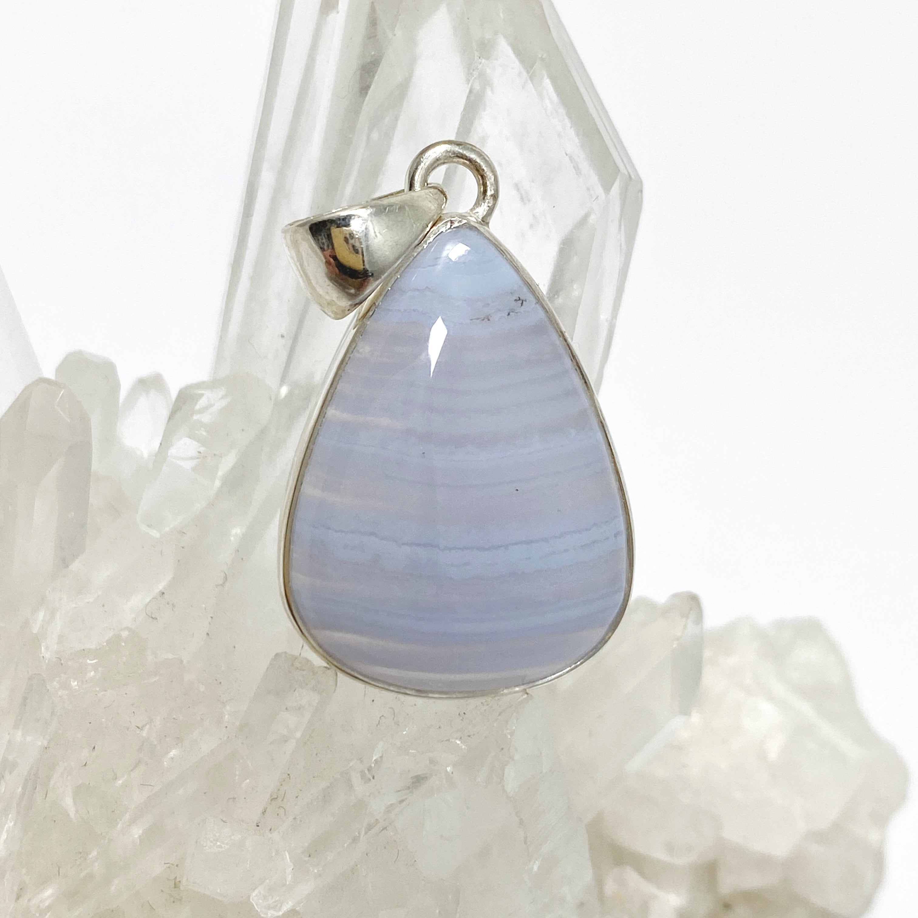 Blue Lace Agate Teardrop Cabochon Pendant - Natural Stone Jewelry for Women - Perfect for Necklace Making, DIY Crafts & Gift Giving