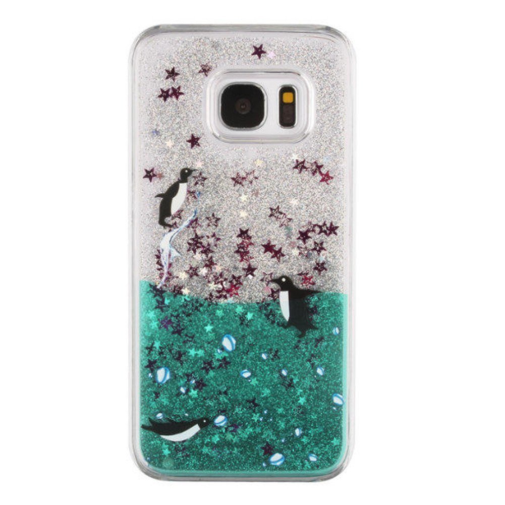 **Samsung Galaxy S8 Plus Case - Cute Penguin Print Glitter Liquid Moving Stars Hard PC Cover | Durable Protection for Everyday Use, Travel & Gifts**