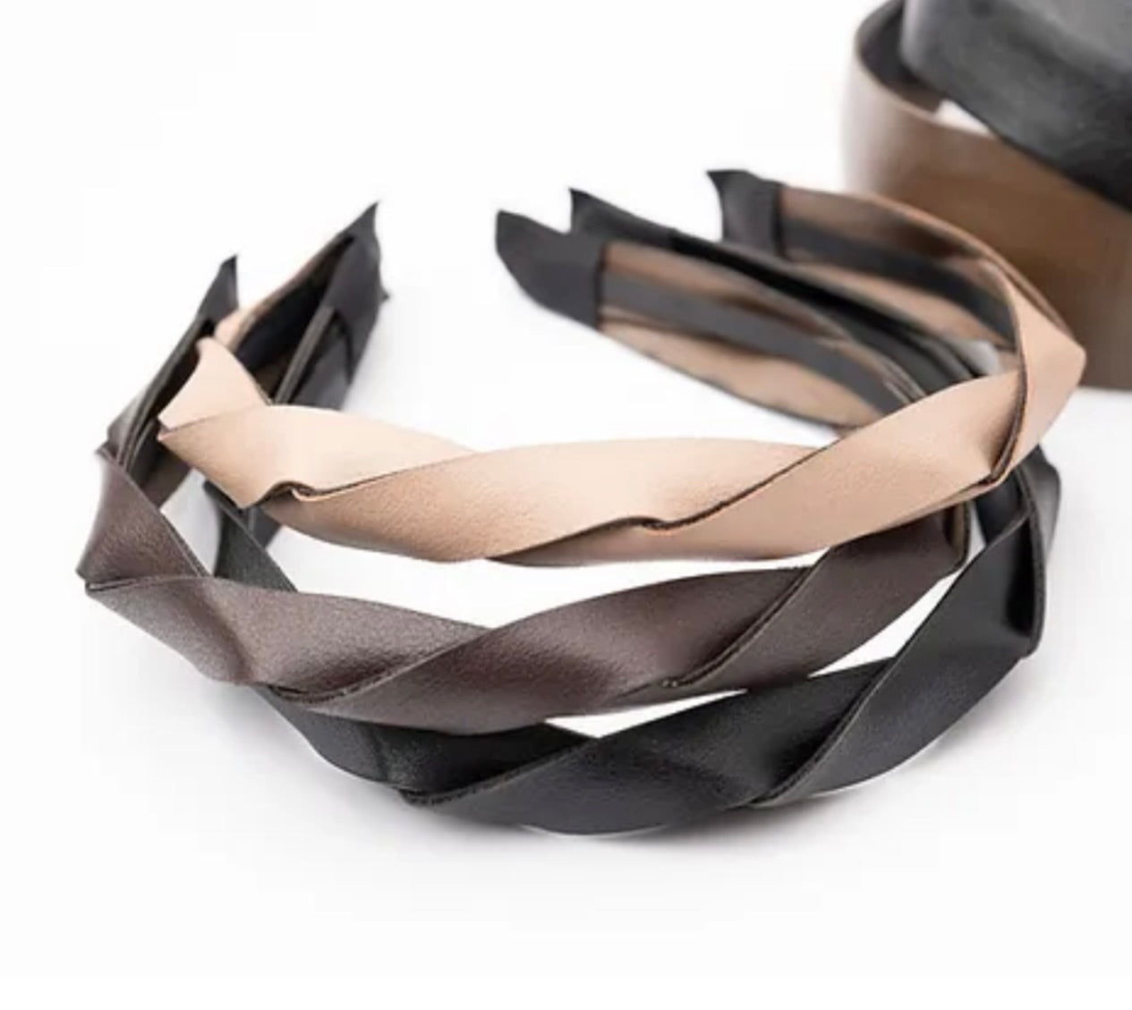 Twisted Vegan Leather Headband for Women - Stylish & Comfortable Hair Accessory for Work, Yoga, and Everyday Wear