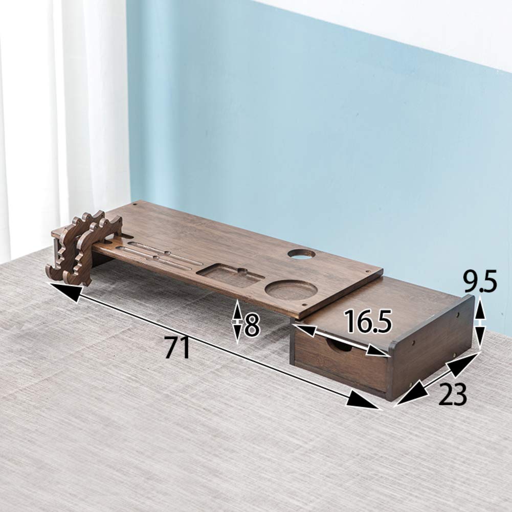 QTQHOME Dark Brown Laptop Monitor Stand Riser - 71x23x9cm (28x9x4 inches) - Adjustable Desktop Organizer for iMac, Computer Monitor & Laptop - Perfect for Home Office, Gaming Setup & Workspace Organization