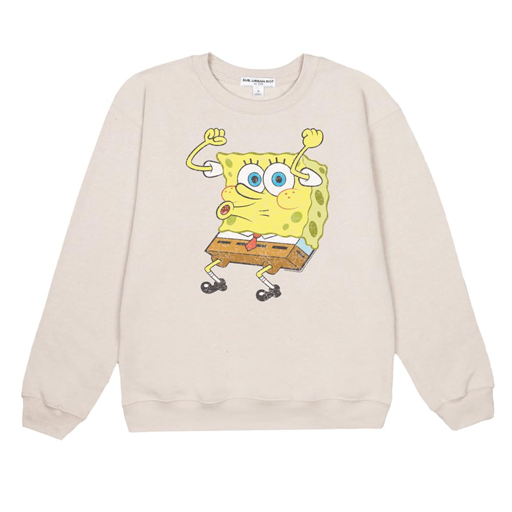 **SpongeBob SquarePants Official Women's Long Sleeve Fleece Sweatshirt - Cozy Winter Pullover for Casual Wear & Lounge**    *(Perfect for Halloween Costumes, Christmas Gifts, and Cartoon Fan Apparel)*