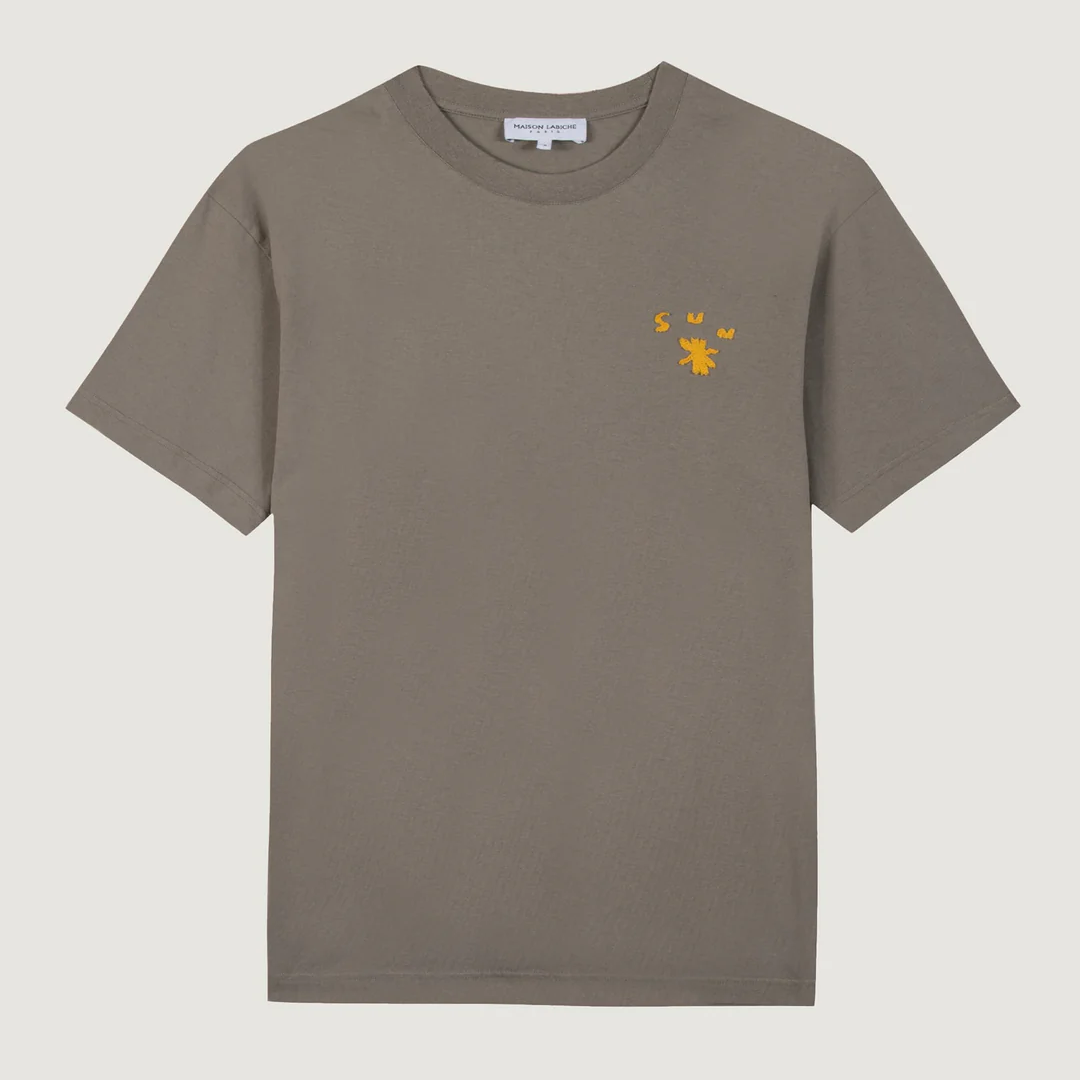 Sun Patureau Vintage Washed T-Shirt for Men - Soft Cotton Tee in Fog Green | Casual Wear, Street Style, Everyday Comfort