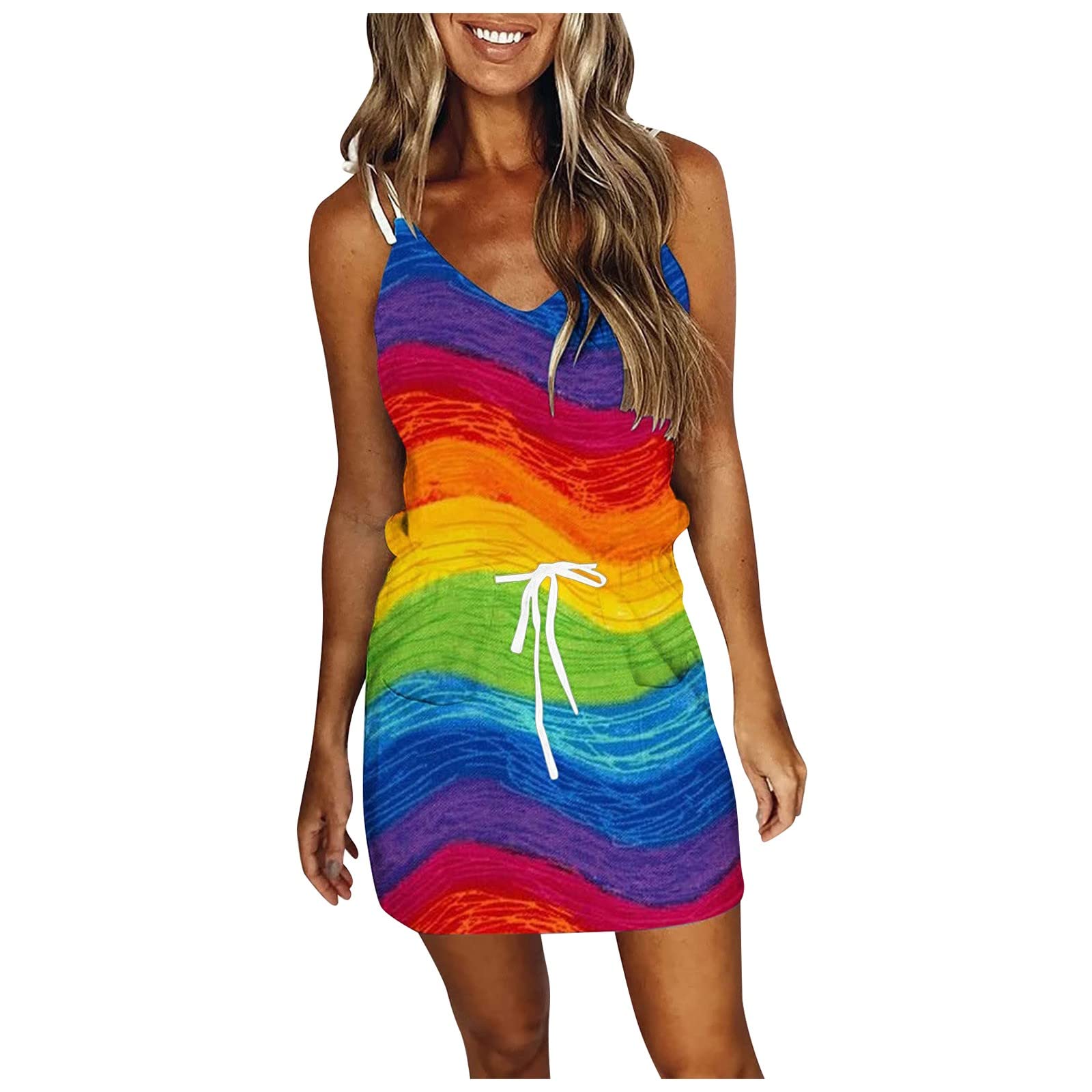 WANLID Women's Summer Dresses 2023 - Short Sleeve Semi Formal Tank Dress for Bride, Beach, Party & Casual Wear | Flowy Midi Length Top Dress for Women