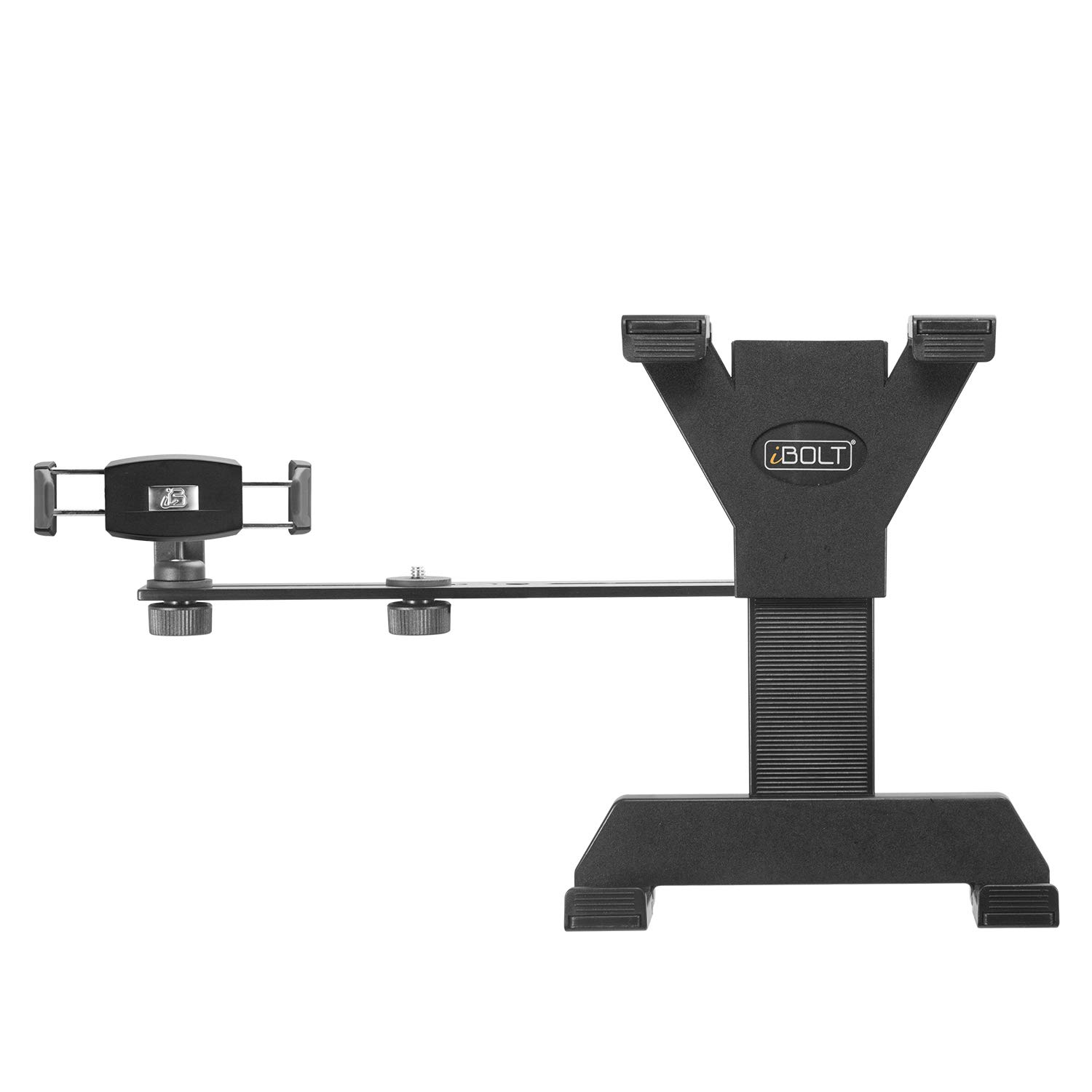 iBOLT 10 Inch Professional Tripod Camera Slider Bar with 3 Screw Attachments - Compatible with DSLR, GoPro, Smartphones & Tablets - Perfect for Vlogging, Filmmaking & Photography - Includes Phone/Tablet Holder for Multi-Device Use - Ideal for Adding Microphones, LED Lights & Camera Accessories
