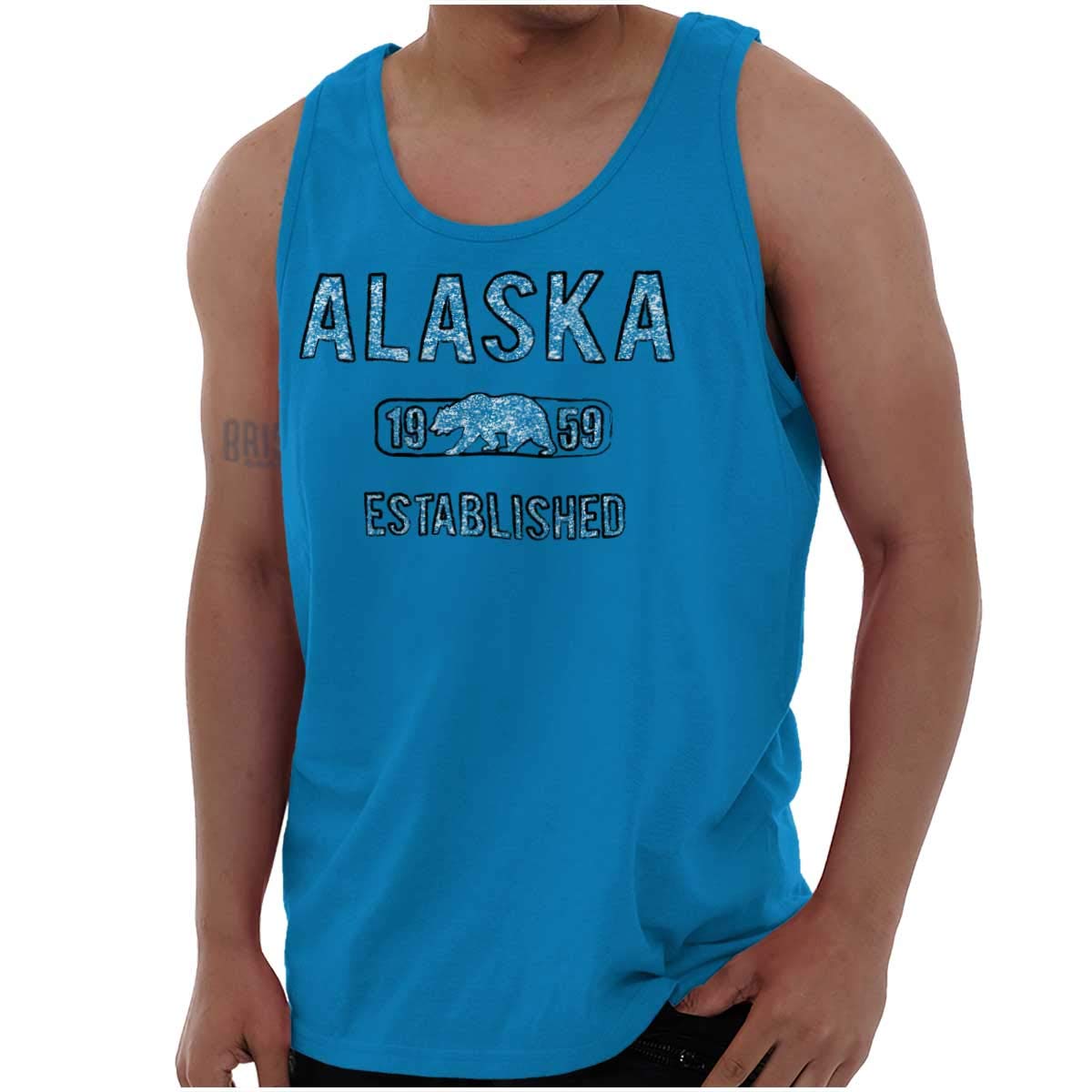 Alaska Bear Distressed Stencil Graphic Tank Top for Men & Women - Casual Streetwear, Summer Outfits, and Festival Fashion