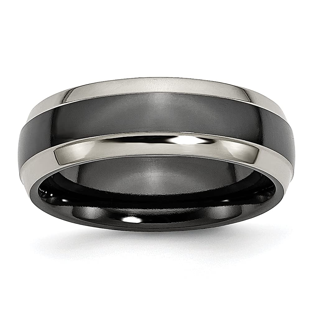 ICE CARATS Titanium Grey Black 7mm Wedding Ring Band - Elegant Fashion Jewelry for Women | Perfect Anniversary Gift for Her | Ideal for Weddings, Engagements & Special Occasions