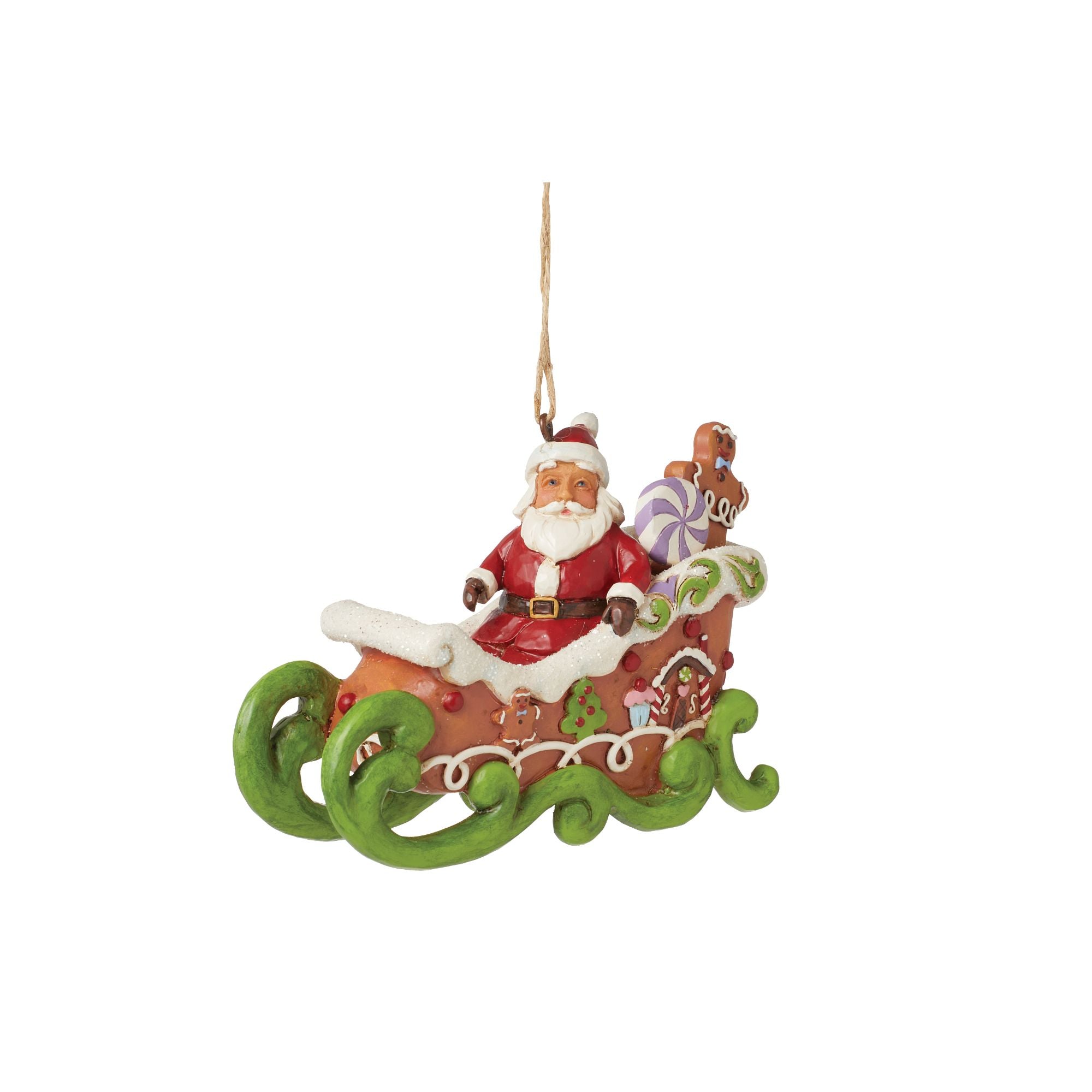 Gingerbread Christmas Sleigh Ornament - Handmade Holiday Decor for Tree, Gift, and Festive Home Decoration