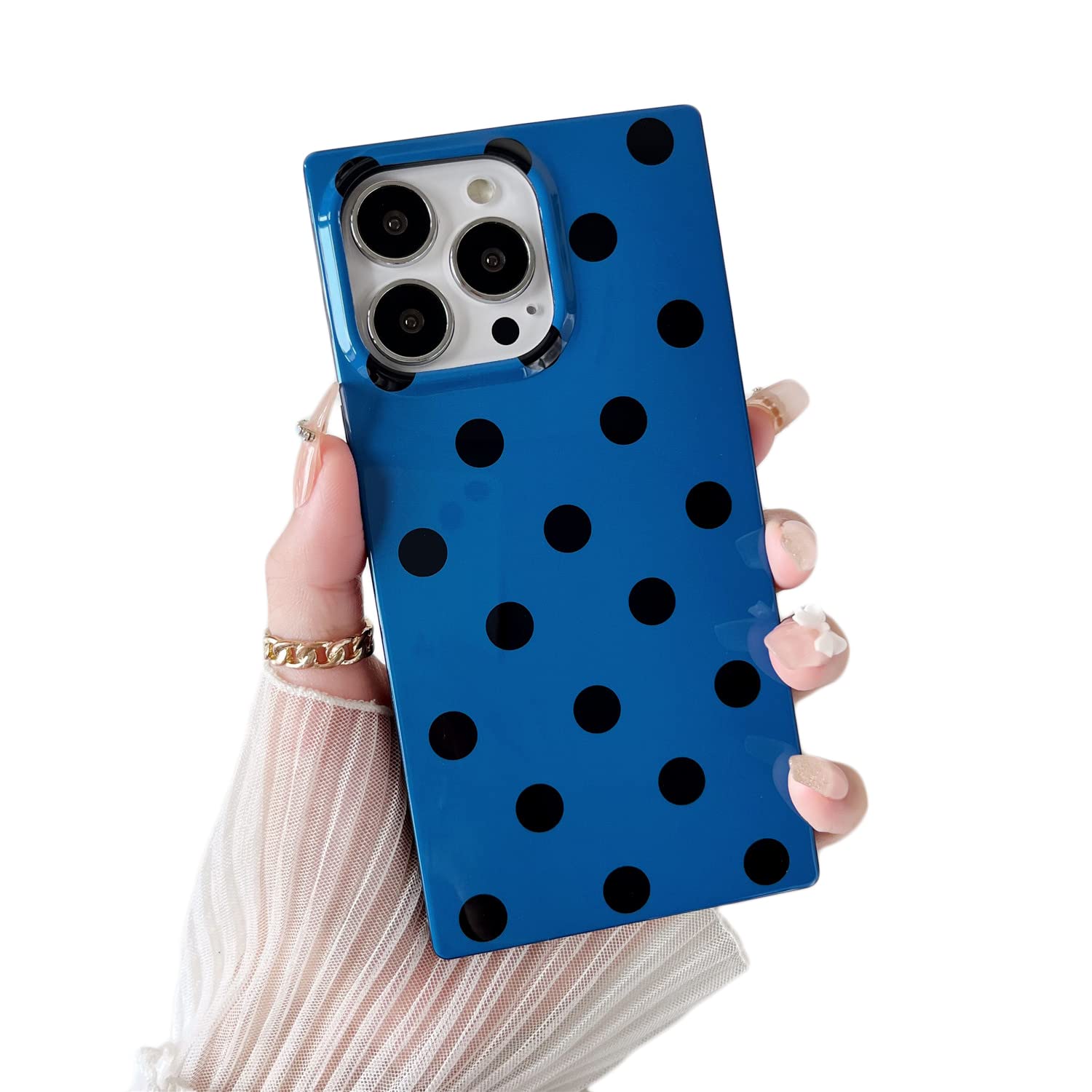 Cocomii Square iPhone 11 Pro Max Case - Slim Lightweight Glossy Cover with Geometric Pattern & Mickey Blue Black Polka Dots - Compatible with Apple iPhone 11 Pro Max 6.5