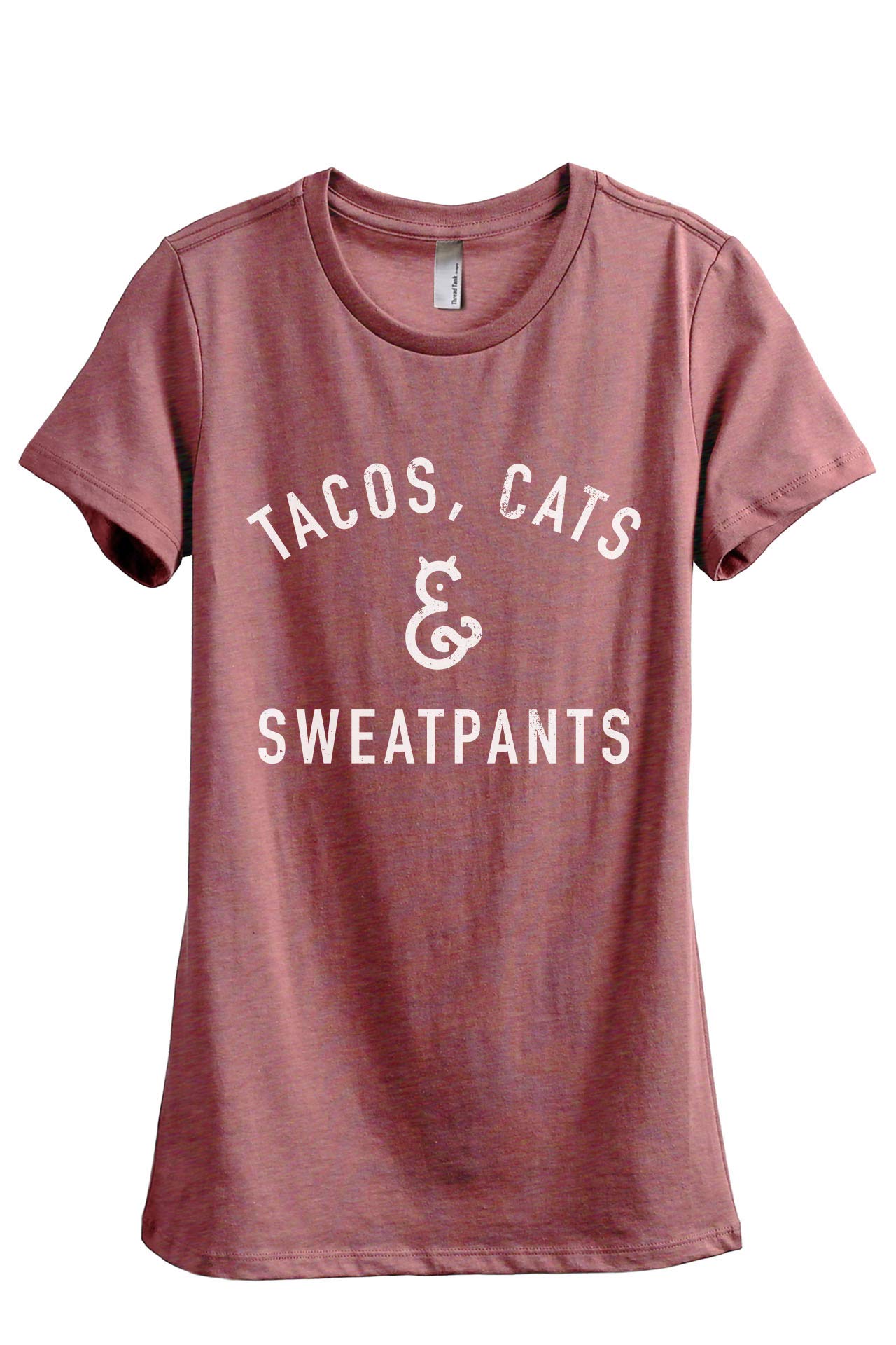 Women's Relaxed Fit T-Shirt - Cute Tacos Cats & Sweatpants Graphic Tee - Casual Comfort Wear for Lounge, Weekend & Cat Lovers