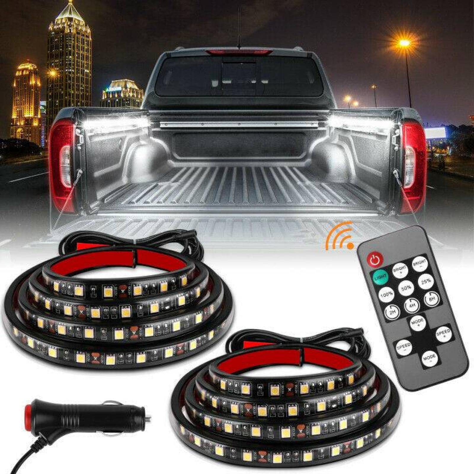 60 LED Truck Bed Light Bar Kit - 2X Super Bright Cargo Work Lights for Chevy, Ford, Dodge, GMC Pickups | Waterproof Underbody Lighting for Off-Roading, Camping & Night Work