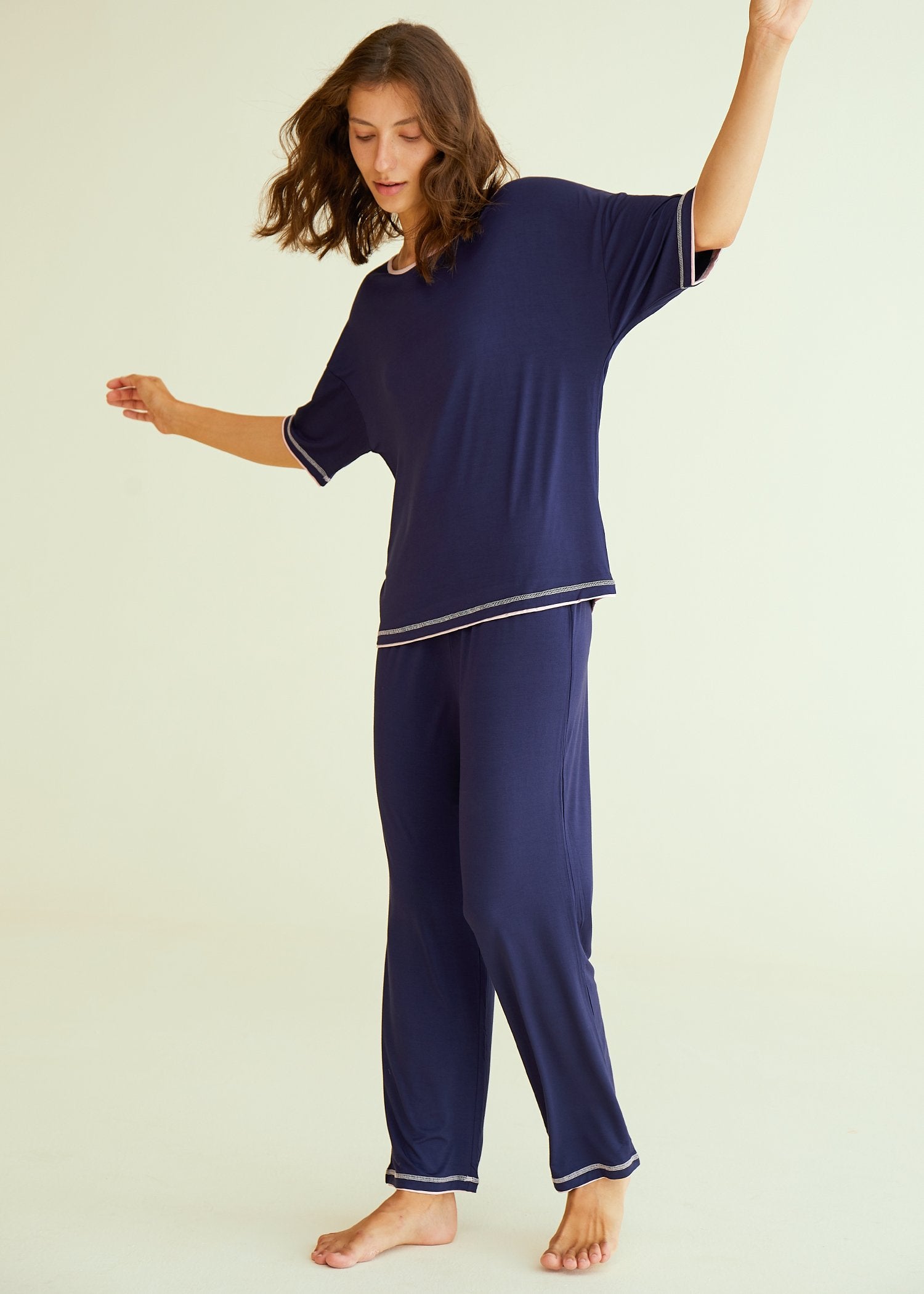 Women's 3/4 Sleeve Scoop Neck Bamboo Pajama Set - Soft & Breathable Sleepwear for Lounge & Nighttime Comfort - Perfect for Relaxing at Home, Travel & Gift Giving
