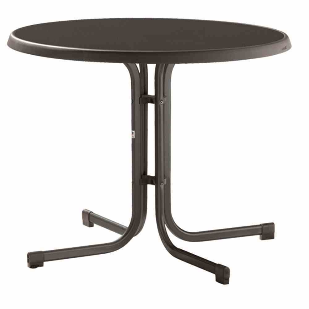 209/G Boulevard Folding Table with Mecalit Pro Top - 86cm Round Dining Table, Iron Grey Steel Frame, Slate Anthracite Finish - Perfect for Indoor/Outdoor Events, Parties & Home Decor