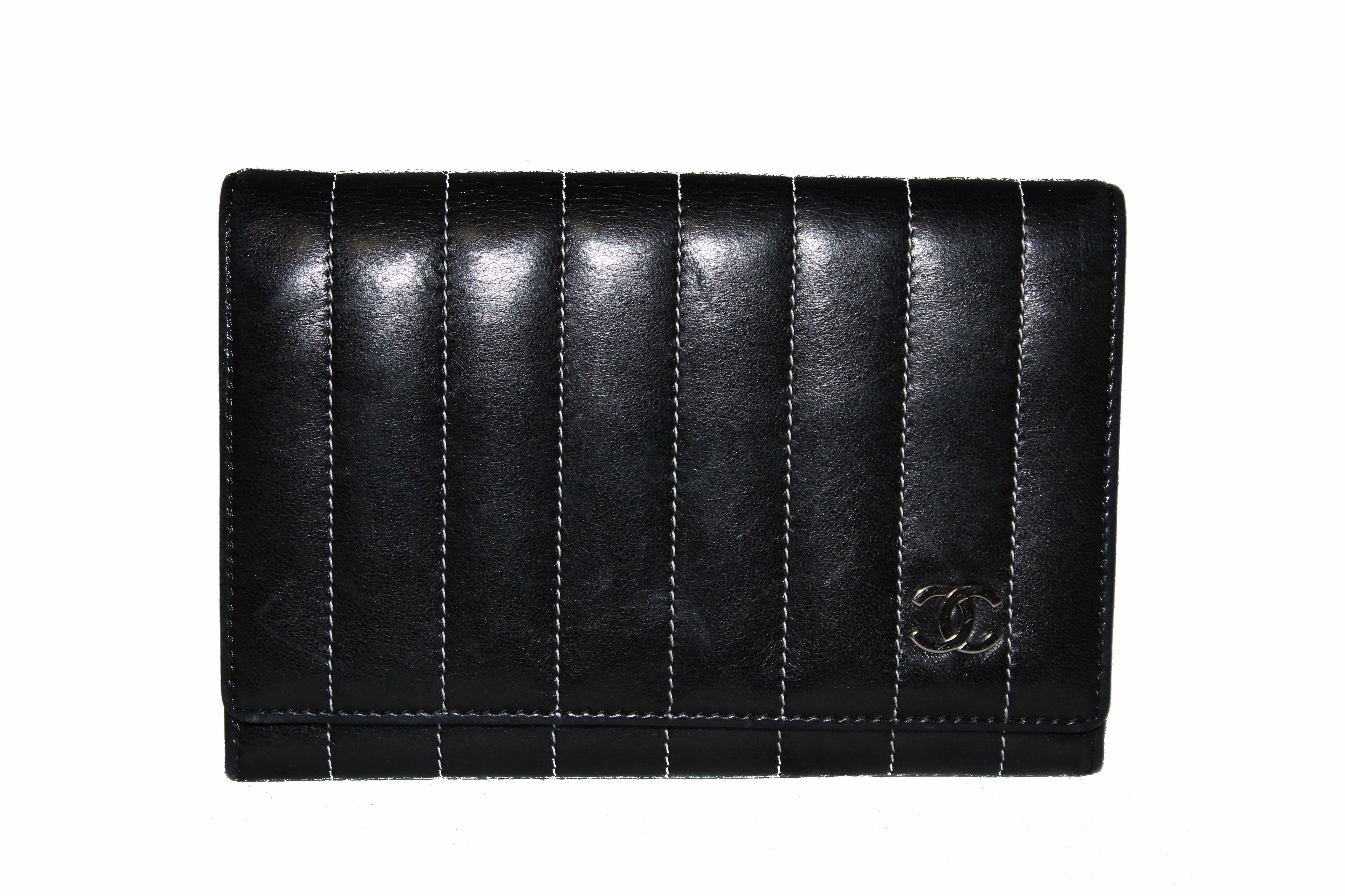 Authentic Chanel Black Lambskin Leather Compact Wallet for Women - Luxury Designer Card Holder & Coin Purse - Perfect for Everyday Use, Travel & Gifts
