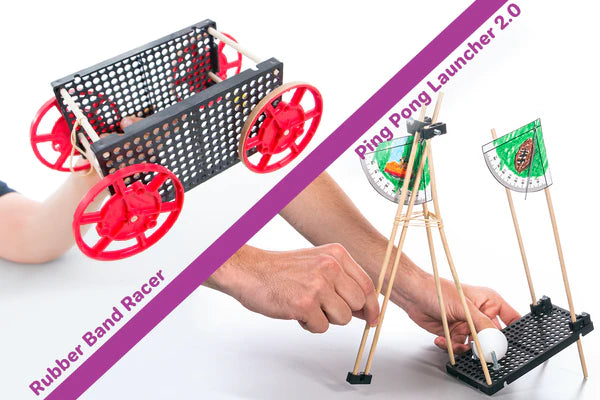 12-Piece Launcher and Racer Combo Kit for Kids - Outdoor Toy Car Racing Set for Birthday Parties & Backyard Play