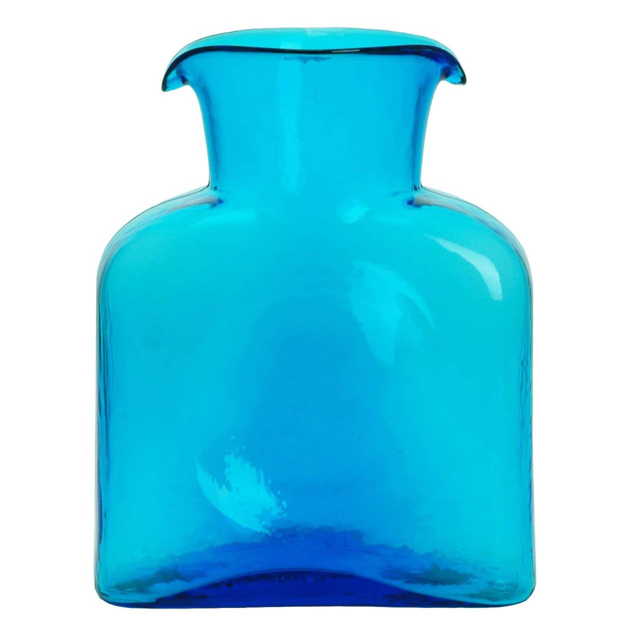 BLENKO Hand Blown 36oz Turquoise Glass Water Bottle - Artisan Pitcher, Carafe & Vase - Unique Kitchen Decor for Home, Dining & Gift Giving - Perfect for Iced Tea, Lemonade & Floral Arrangements