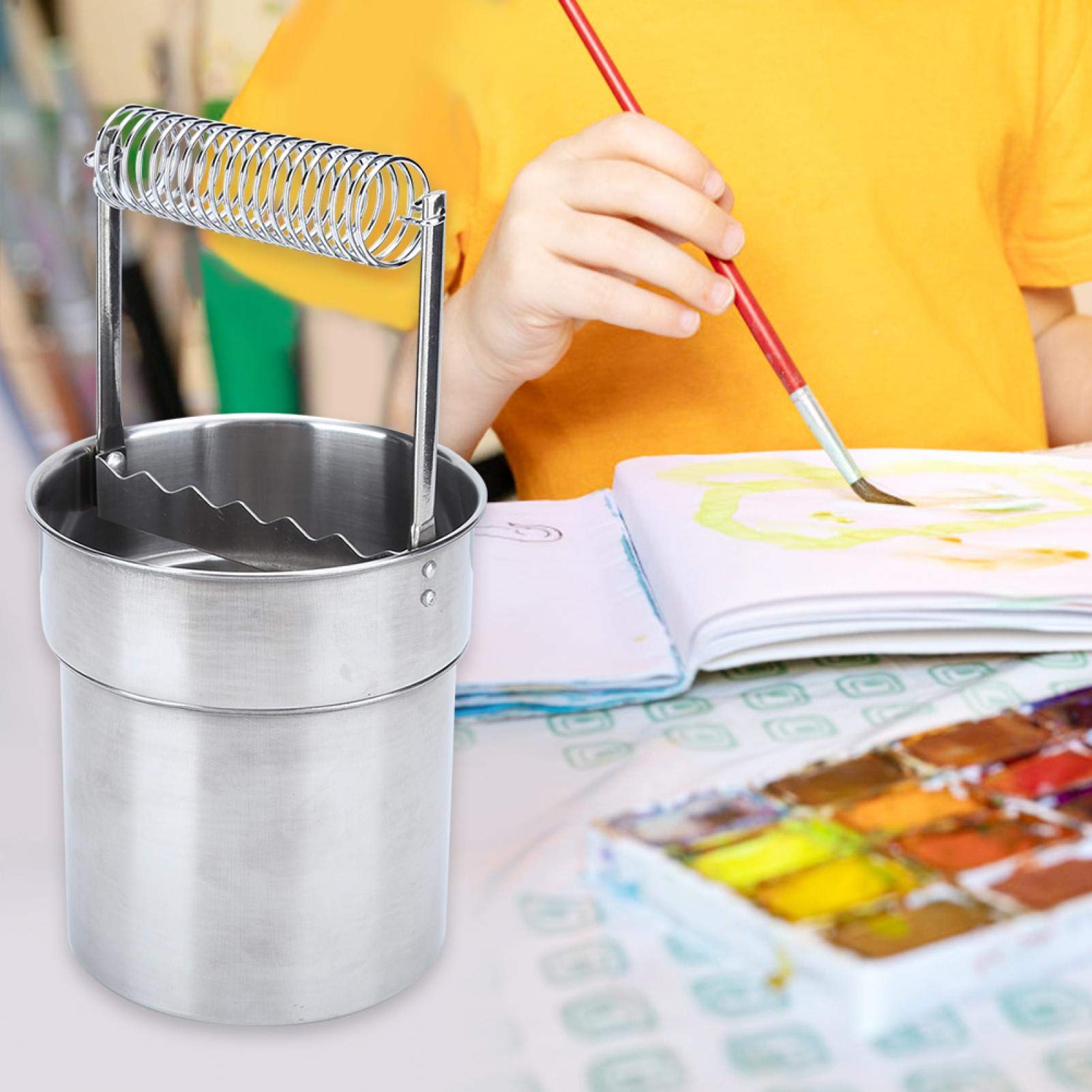 Stainless Steel Brush Washer & Holder for Sketching Painting - Perfect for Watercolor, Acrylic & Oil Paint Cleanup in Art Studio or Home
