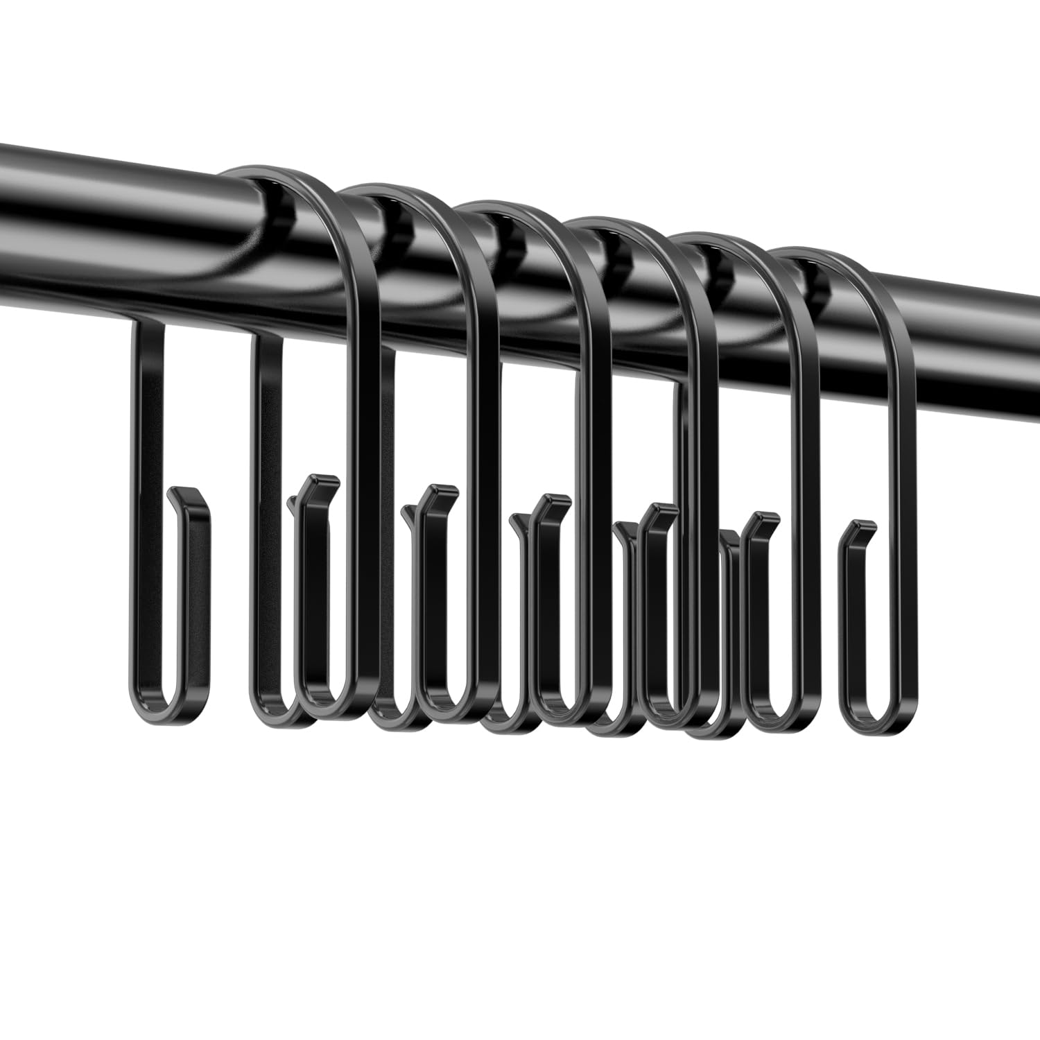 12-Pack Black Double-Sided Shower Curtain Hooks - Rustproof Smooth Sliding Anti-Drop Rings for Inside Shower - Perfect for Bathroom, Hotel & Dorm Use