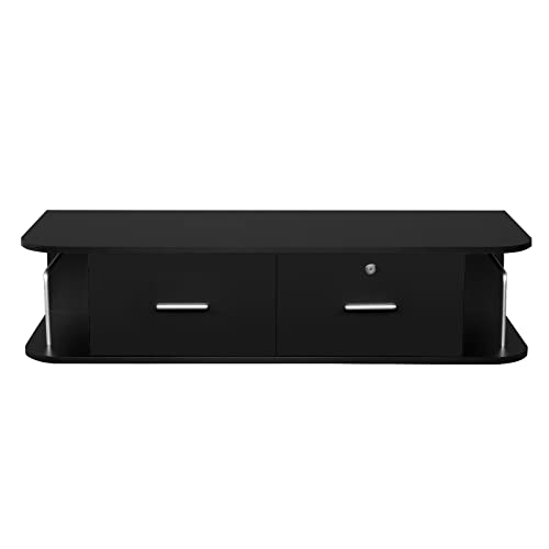 Wall Mount Hair Storage Cabinet - Salon & Spa Locking Station with 2 Drawers for Beauty Tools - Black