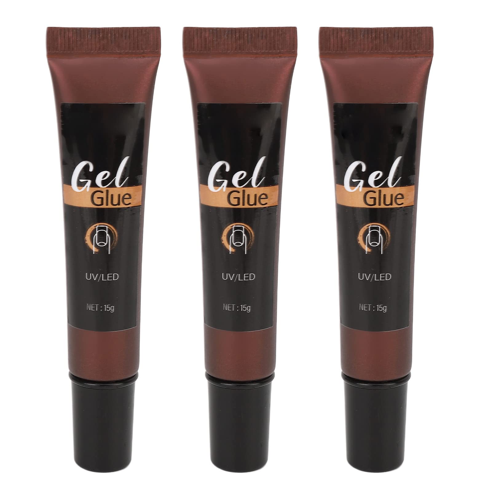 3 Pack Nail Art Glue Gel - 15g Strong Adhesive for Nail Tips & Decorations, Transparent Nail Glue for DIY Manicures, Salon & Home Use
