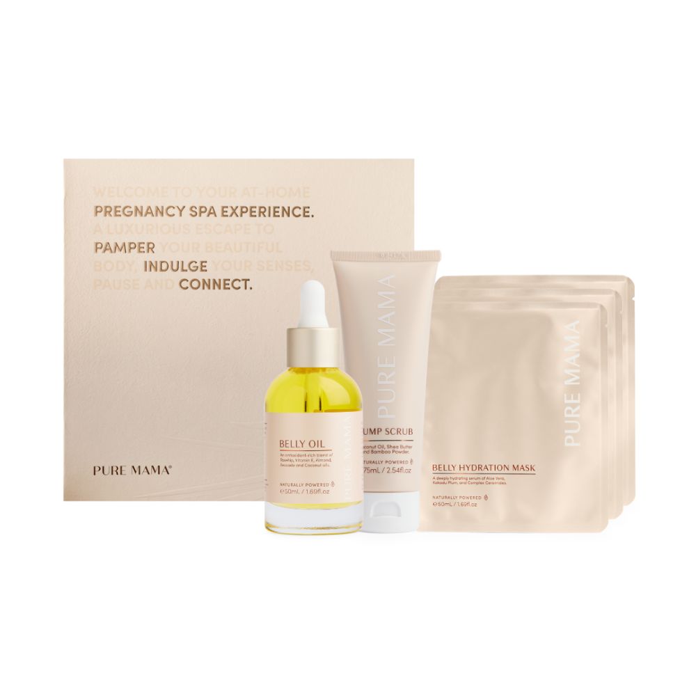 Pure Mama Belly Spa Kit - Organic & Natural Pregnancy Skincare Set for Stretch Marks & Dry Skin - Perfect for Prenatal & Postpartum Self-Care Relaxation