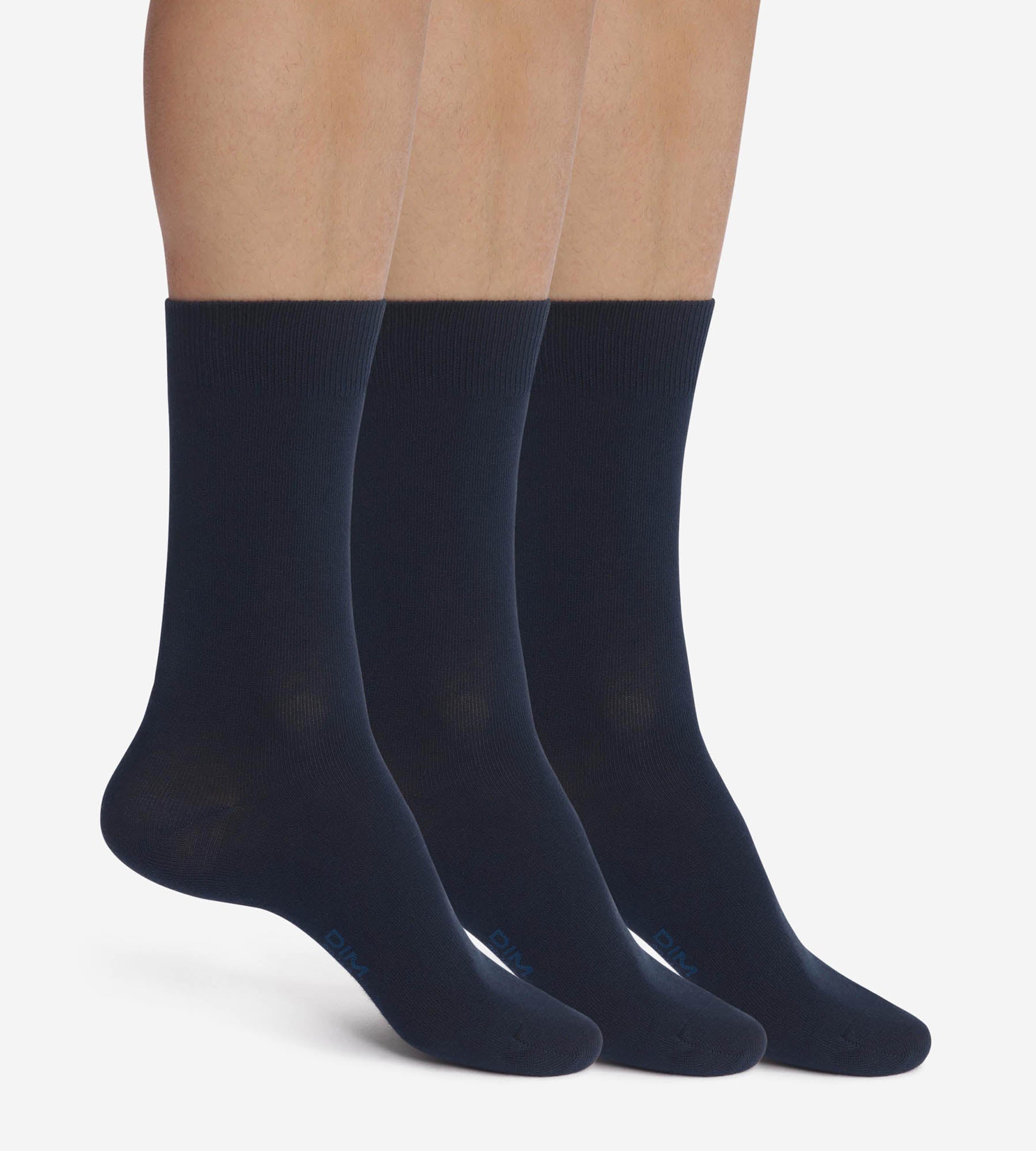 3 Pairs Men's Navy Blue Cotton Comfort Socks - Soft, Breathable & Durable for Everyday Wear, Work & Sports