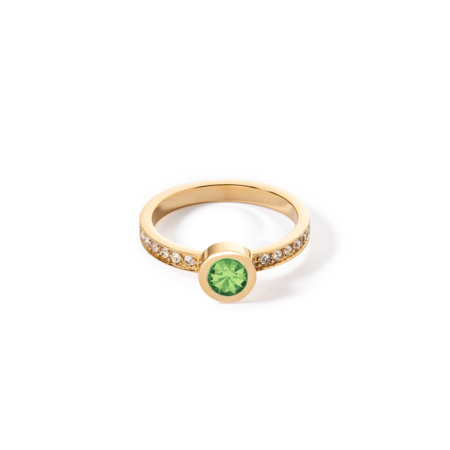 Sparkling Dots Gold Green Ring for Women - Elegant Cubic Zirconia Fashion Jewelry for Party, Wedding, and Evening Occasions