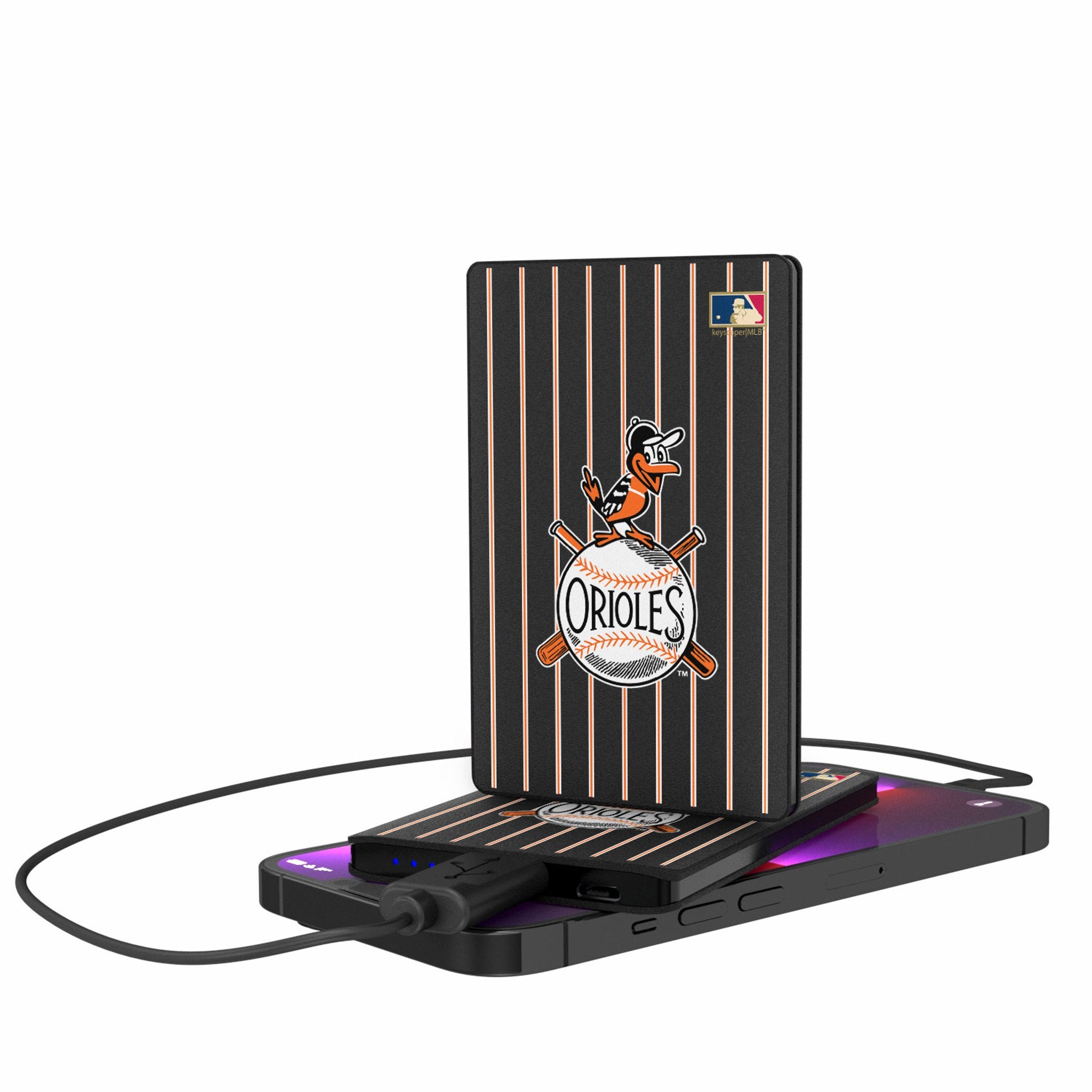 Baltimore Orioles 1954-1963 Cooperstown Collection Pinstripe 2500mAh Credit Card Power Bank - Portable Charger for Travel, Work & Baseball Games