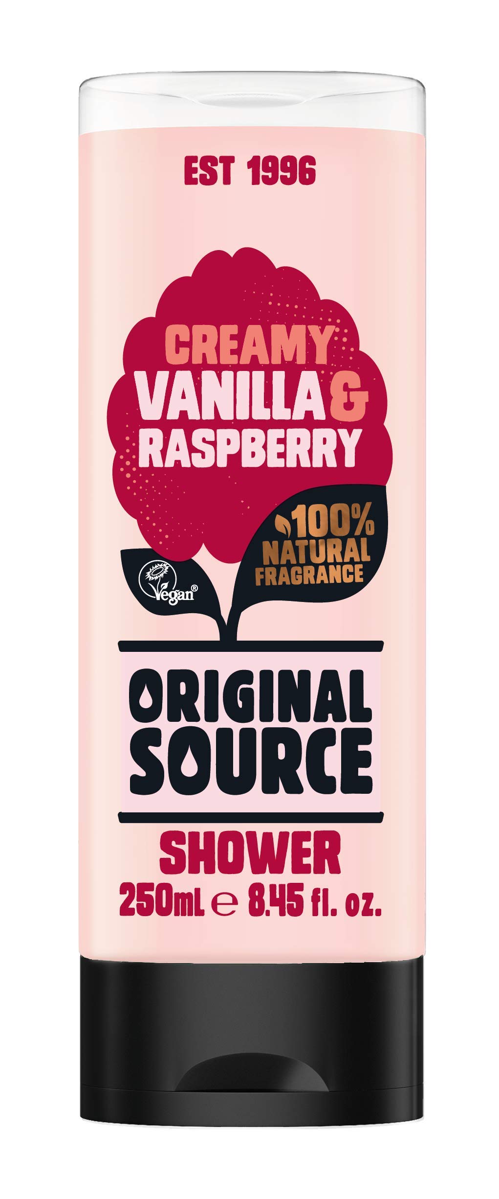 Original Source Vanilla Milk & Raspberry Shower Gel - 8.5oz (250ml) for Soft, Hydrated Skin | Refreshing Body Wash for Daily Use & Spa Days