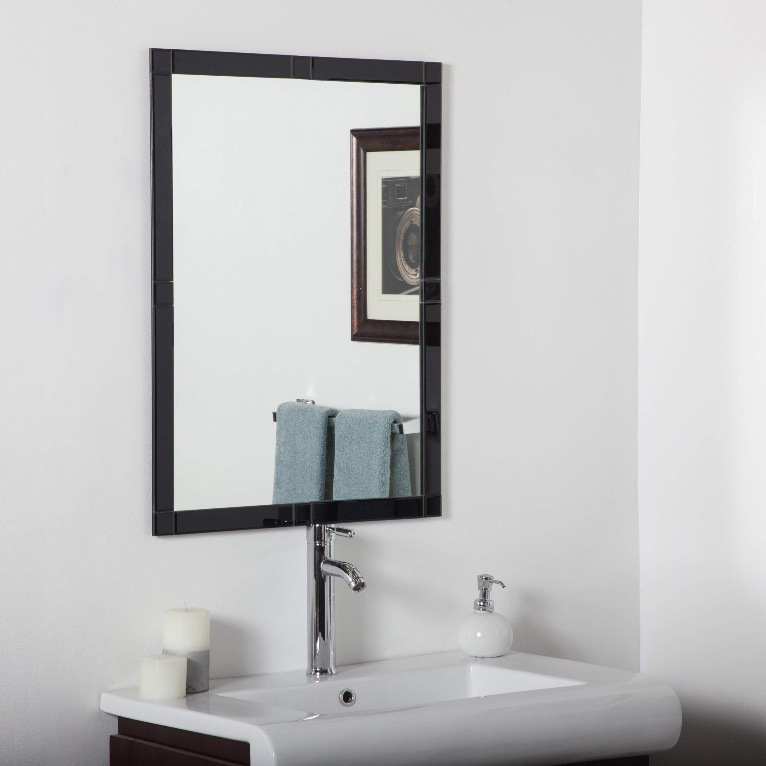 Frameless Black Beveled Kinana Mirror - Silver - 31.5