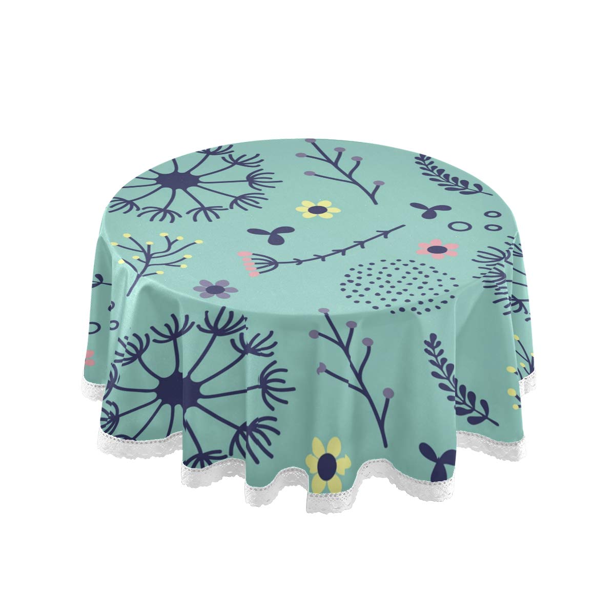 60 Inch Round Tablecloth - Cute Plants Dandelion Design Polyester Circular Table Cover for Dining, Holiday Banquet, Wedding & Baby Shower | Perfect for Home Decor, Party Decorations & Special Events