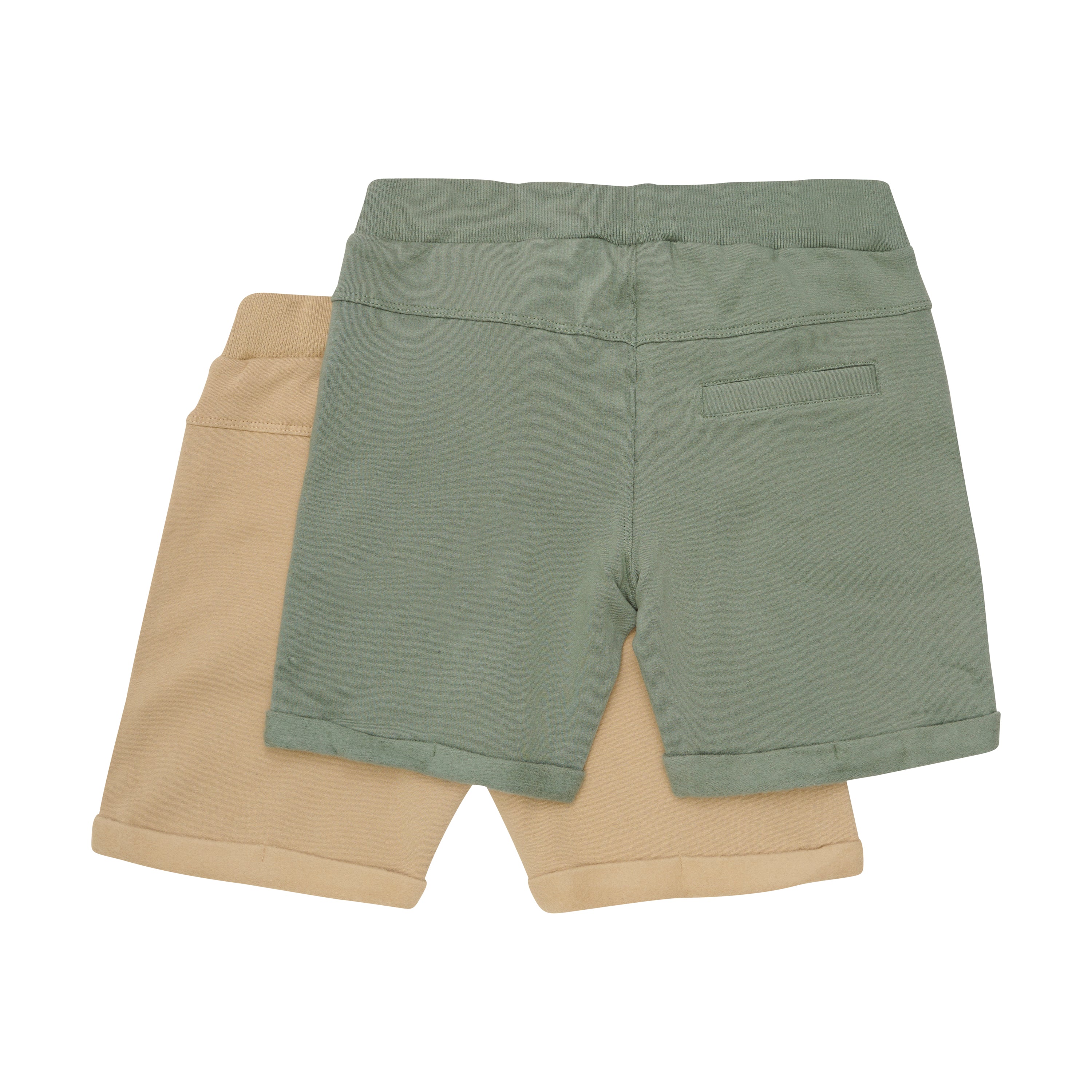 Minymo French Terry Shorts Set (2 Pack) - Khaki & Green | Comfortable Loungewear for Women | Perfect for Yoga, Gym, and Casual Wear